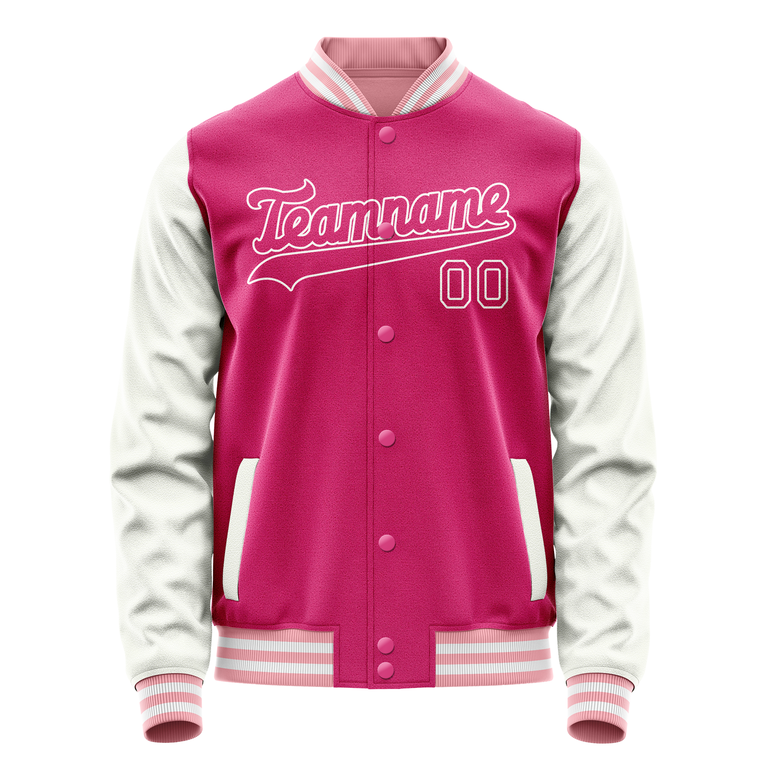 Veste universitaire personnalisée rose et blanche unie
