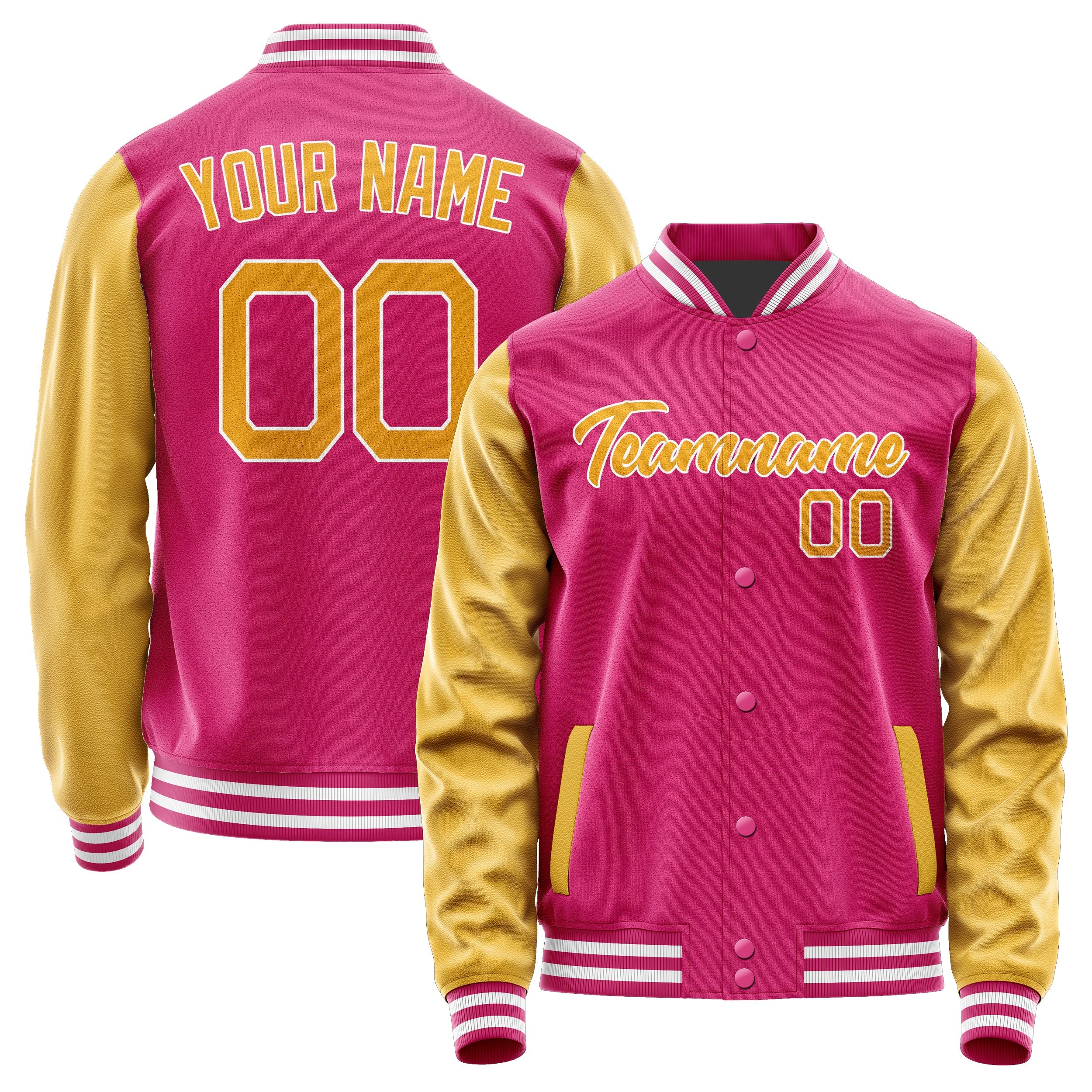 Custom Pink Yellow Jacket JA1313191318B21819