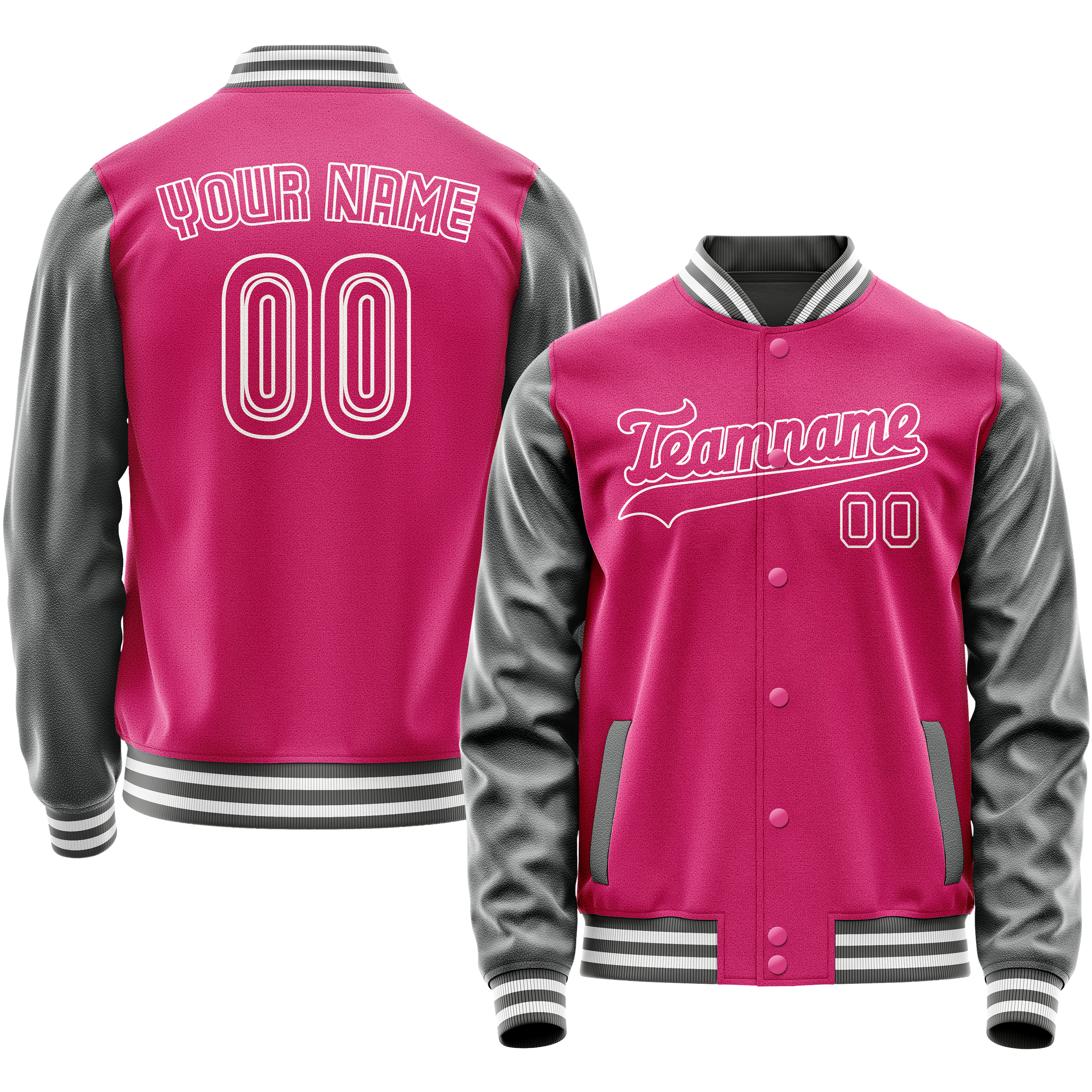 Veste universitaire personnalisée rose et grise unie