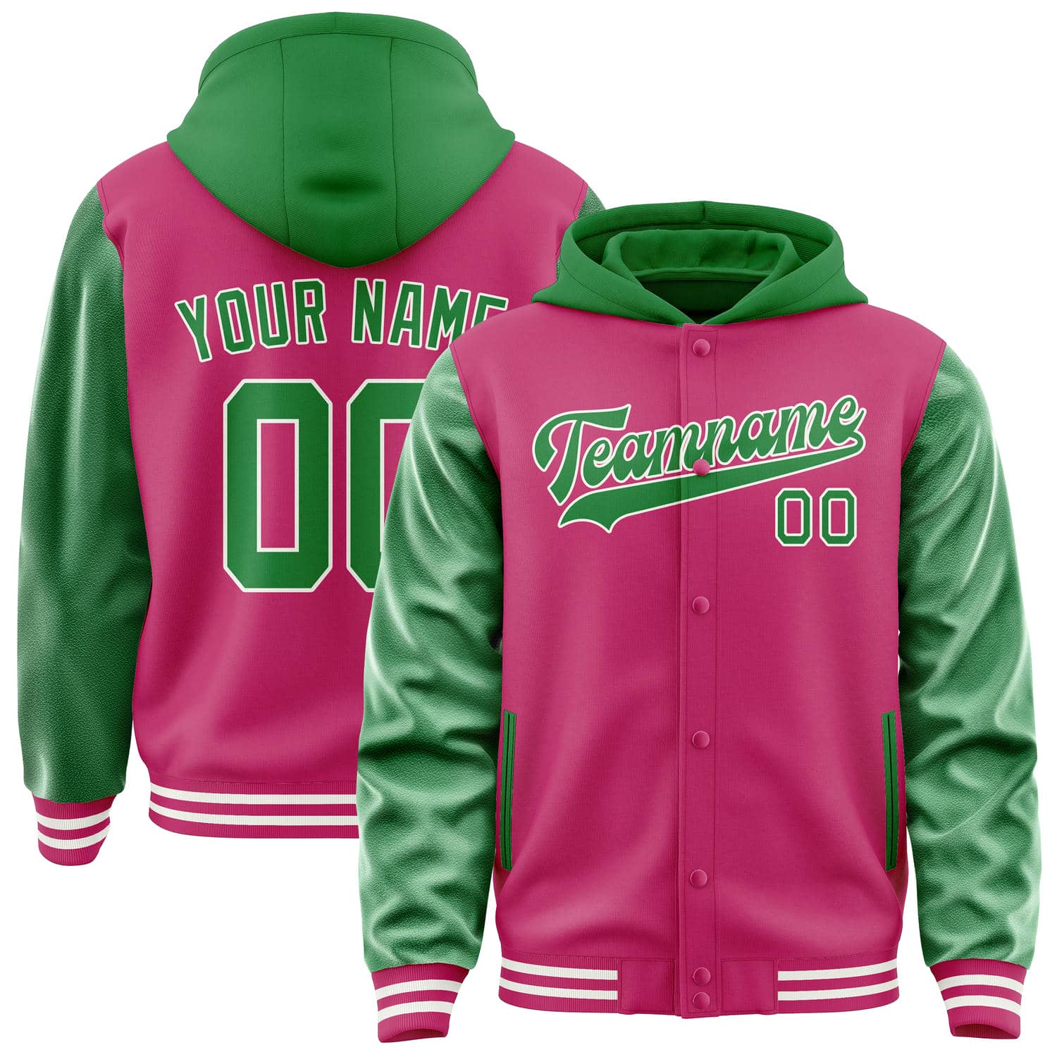 Veste personnalisée rose et vert émeraude
