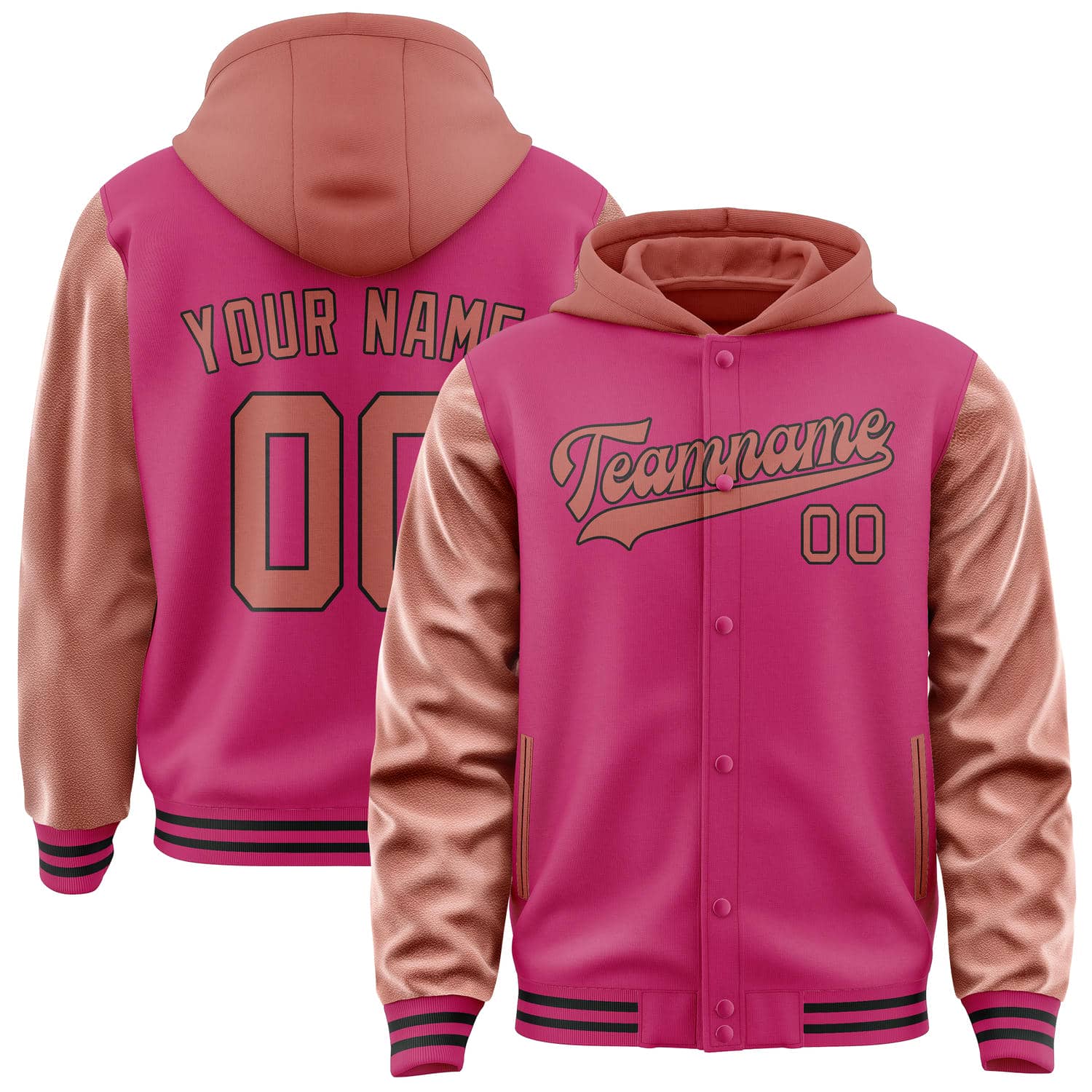 Veste personnalisée rose cuivrée rose