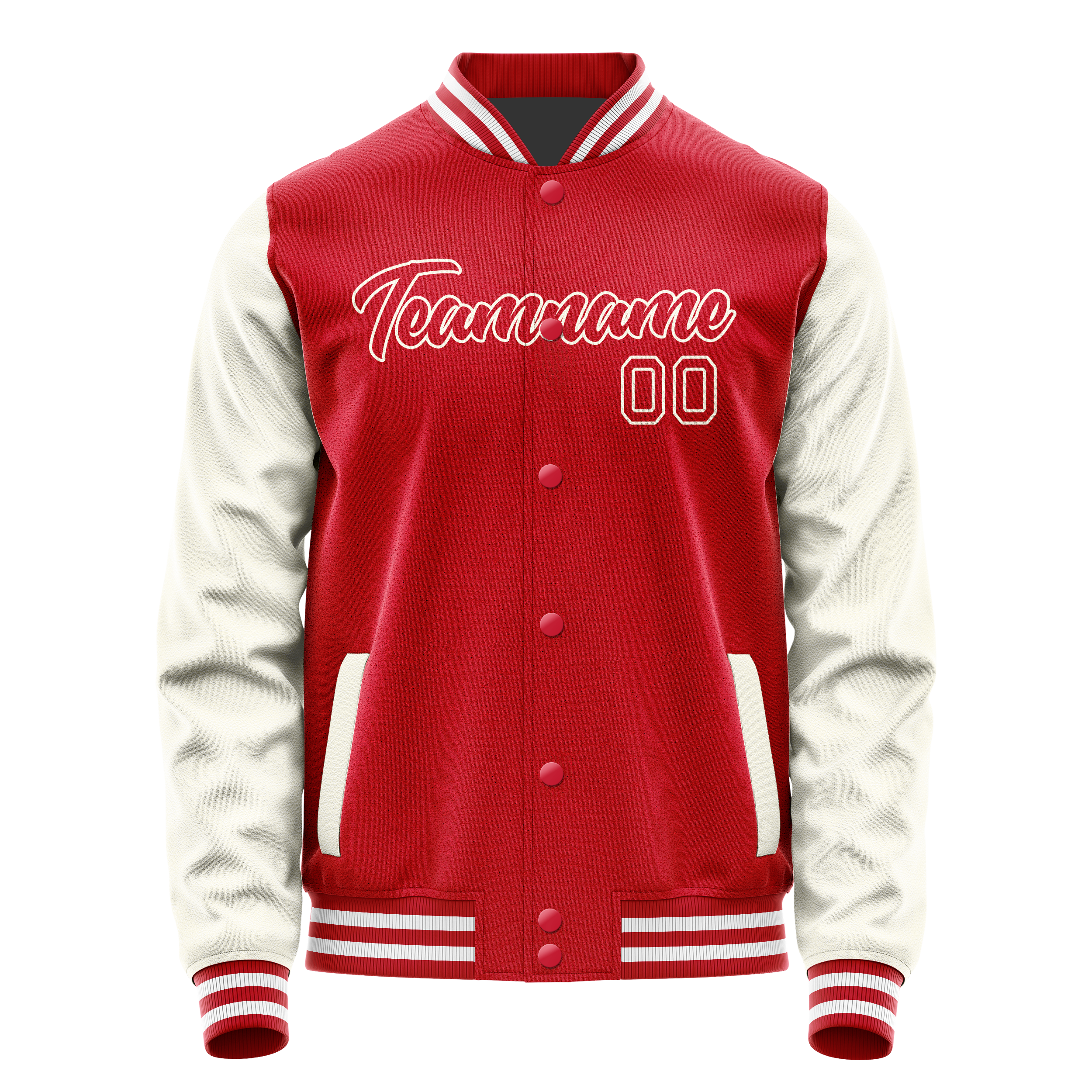 Veste universitaire personnalisée rouge crème unie