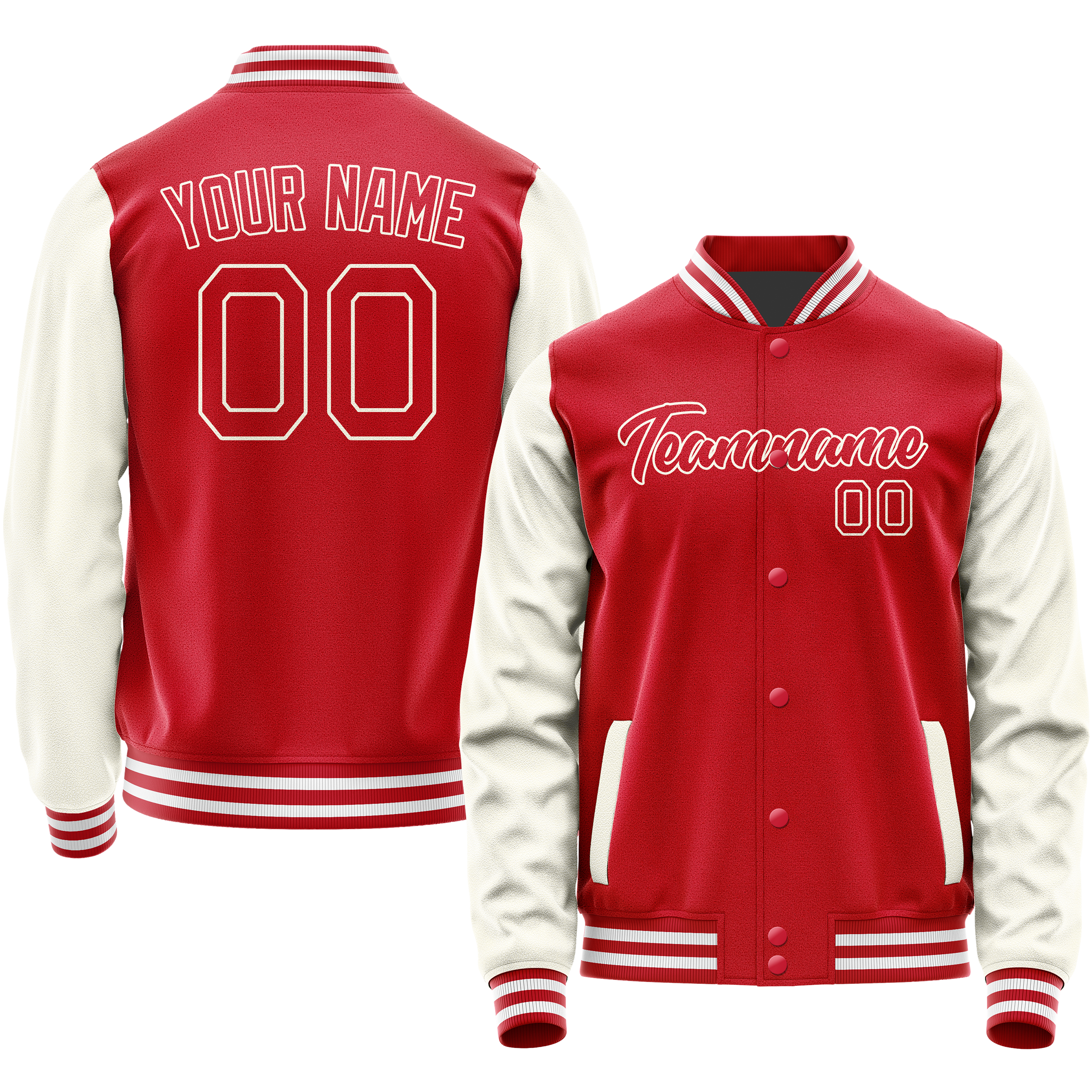 Veste universitaire personnalisée rouge crème unie