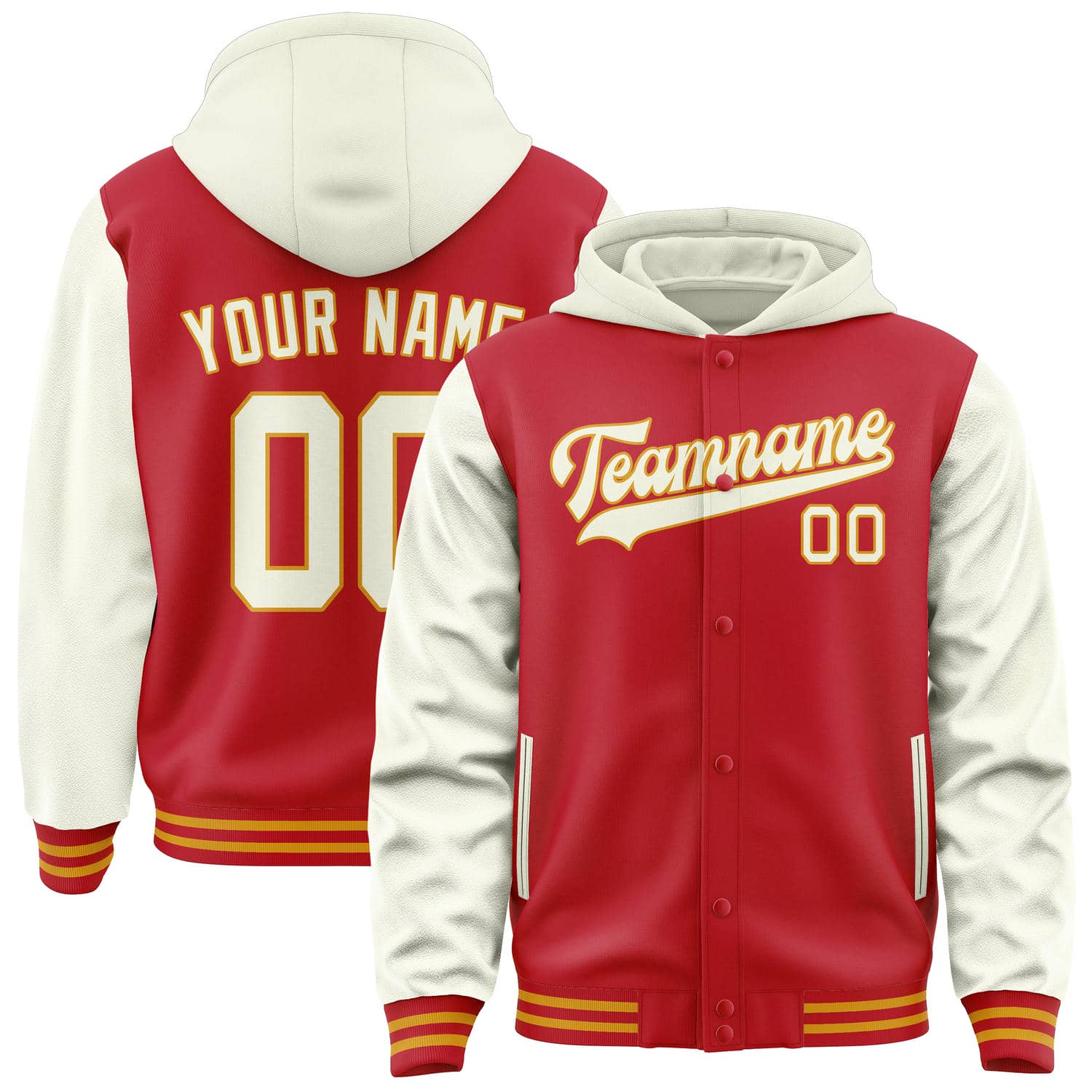 Veste rouge crème personnalisée