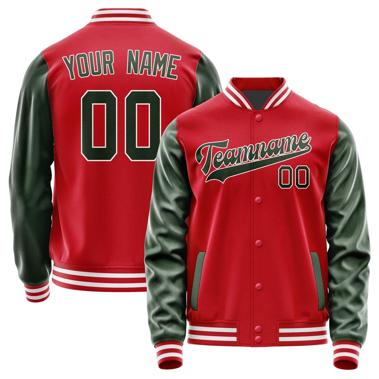 Custom Red Dark Green Jacket JA1414061418B31806