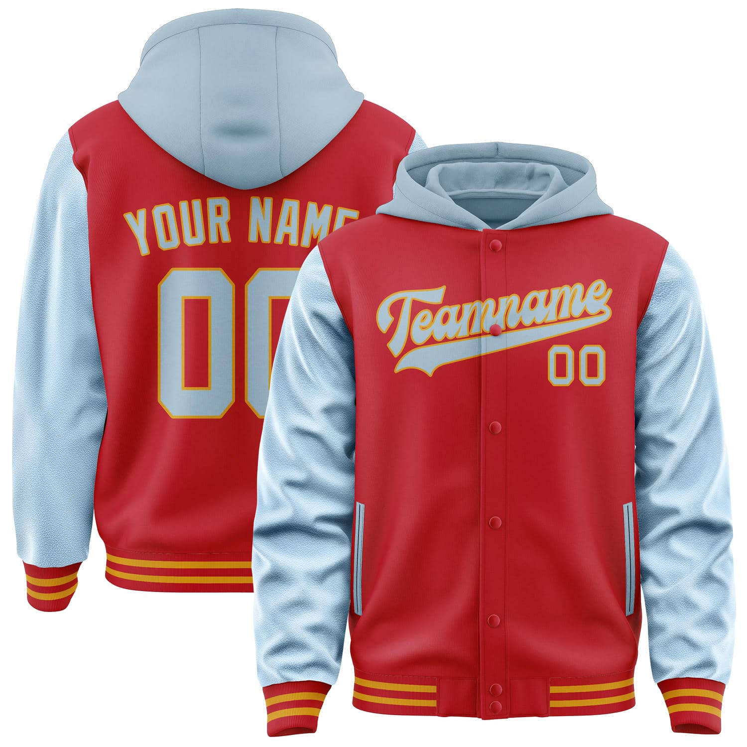 Veste rouge et bleu clair personnalisée