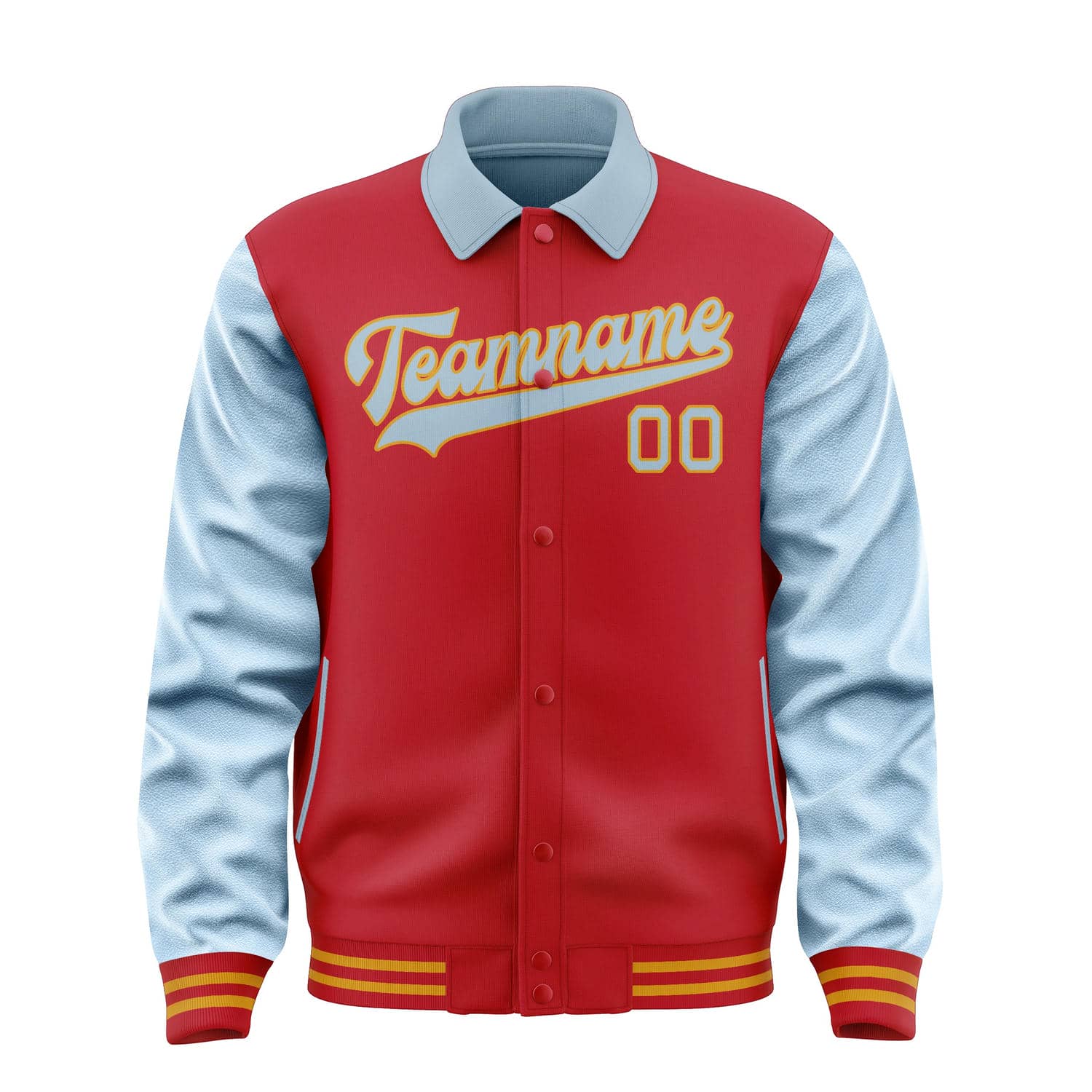 Veste rouge et bleu clair personnalisée