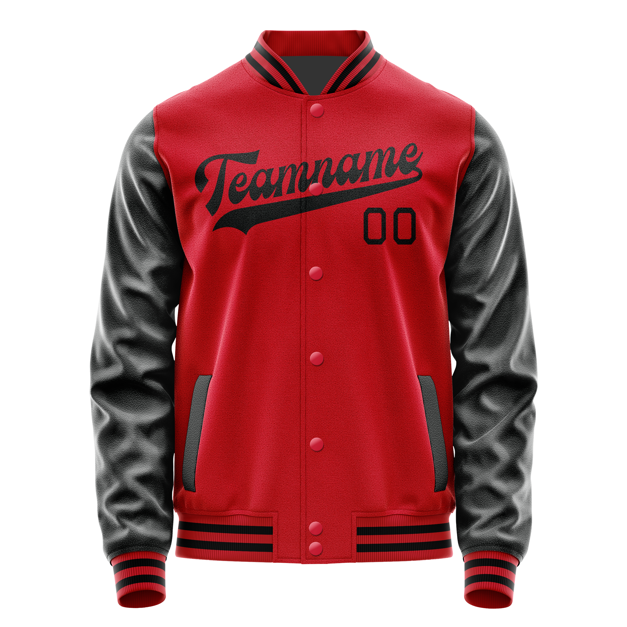 Veste universitaire personnalisée rouge et noire unie