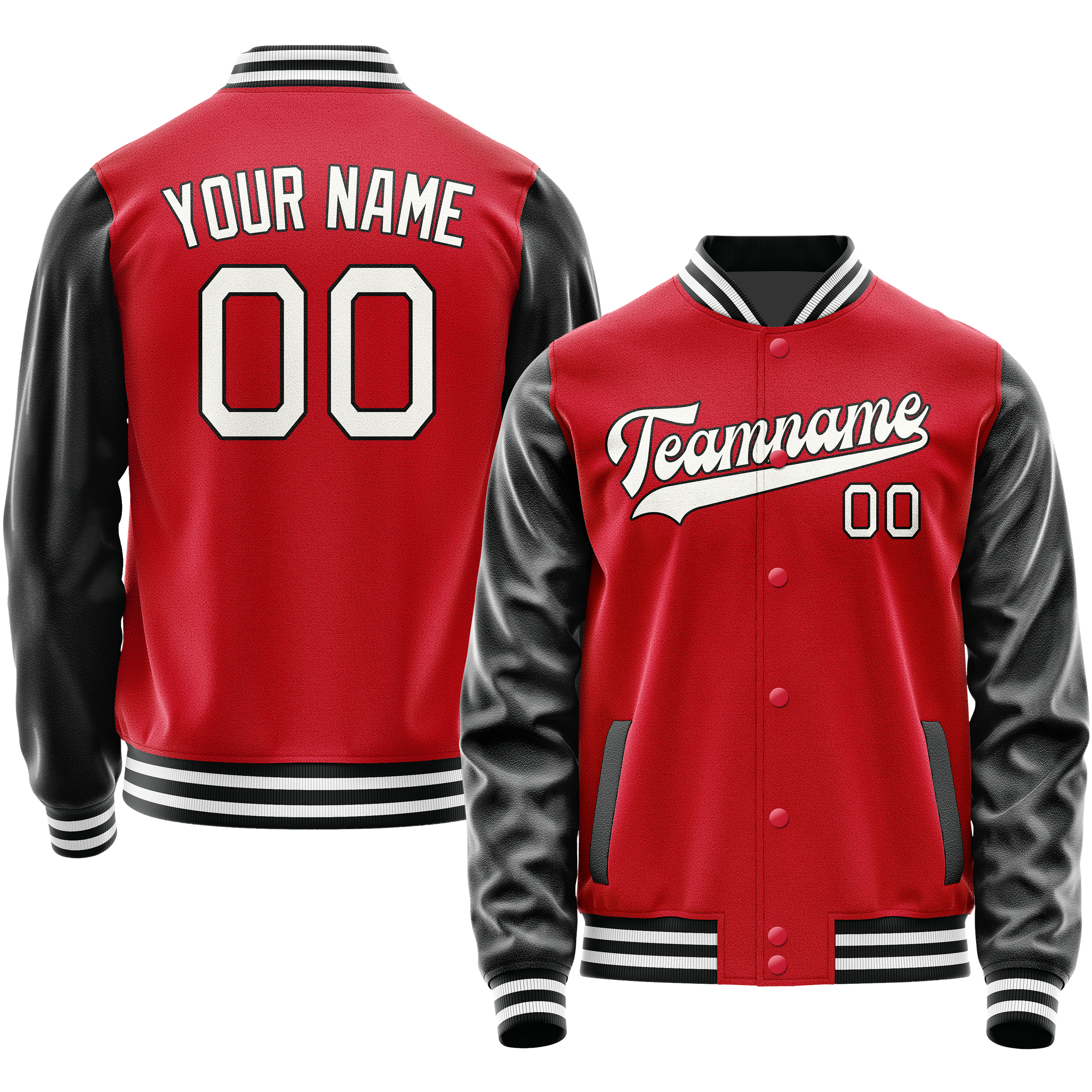 Veste universitaire personnalisée rouge et noire unie