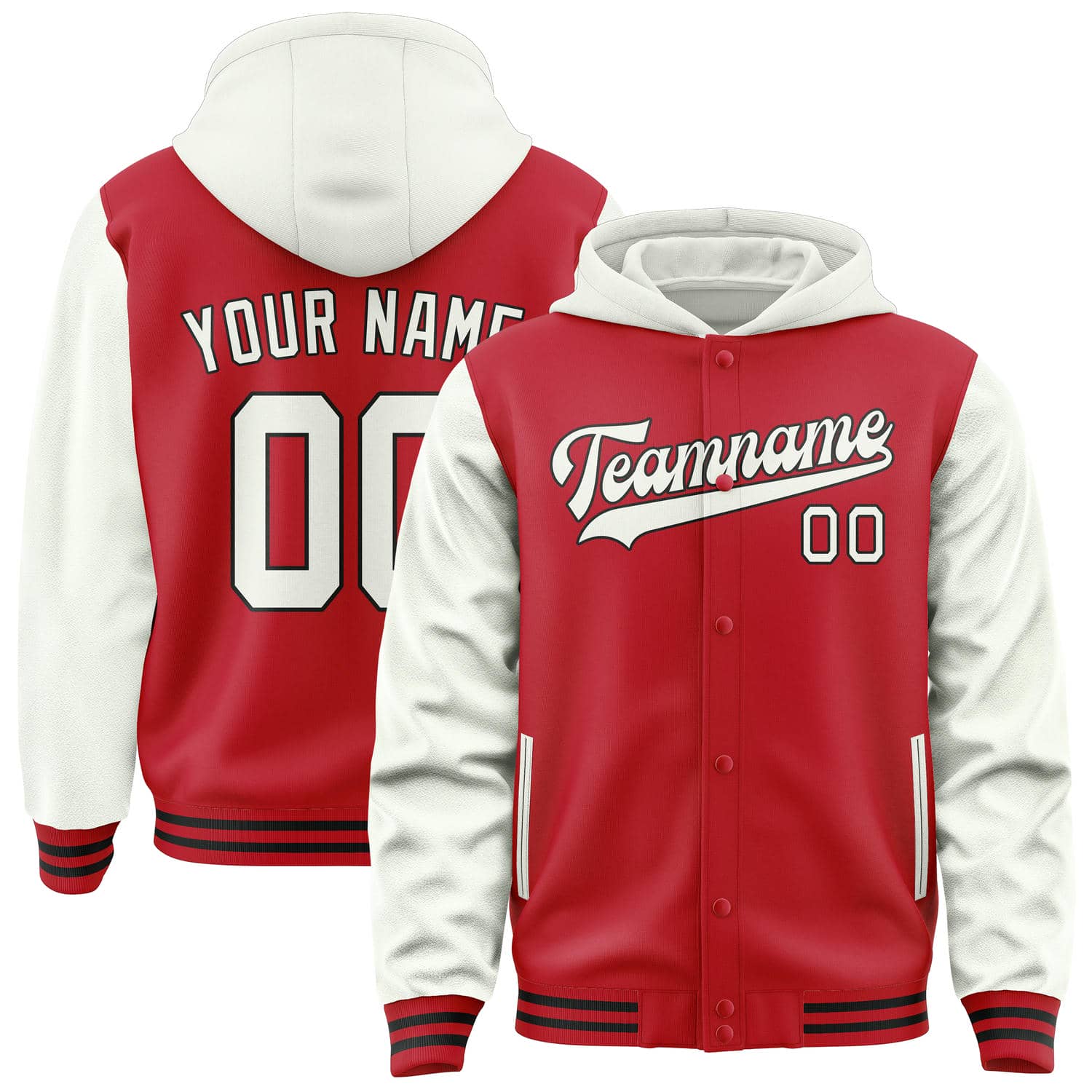 Veste rouge et blanche personnalisée