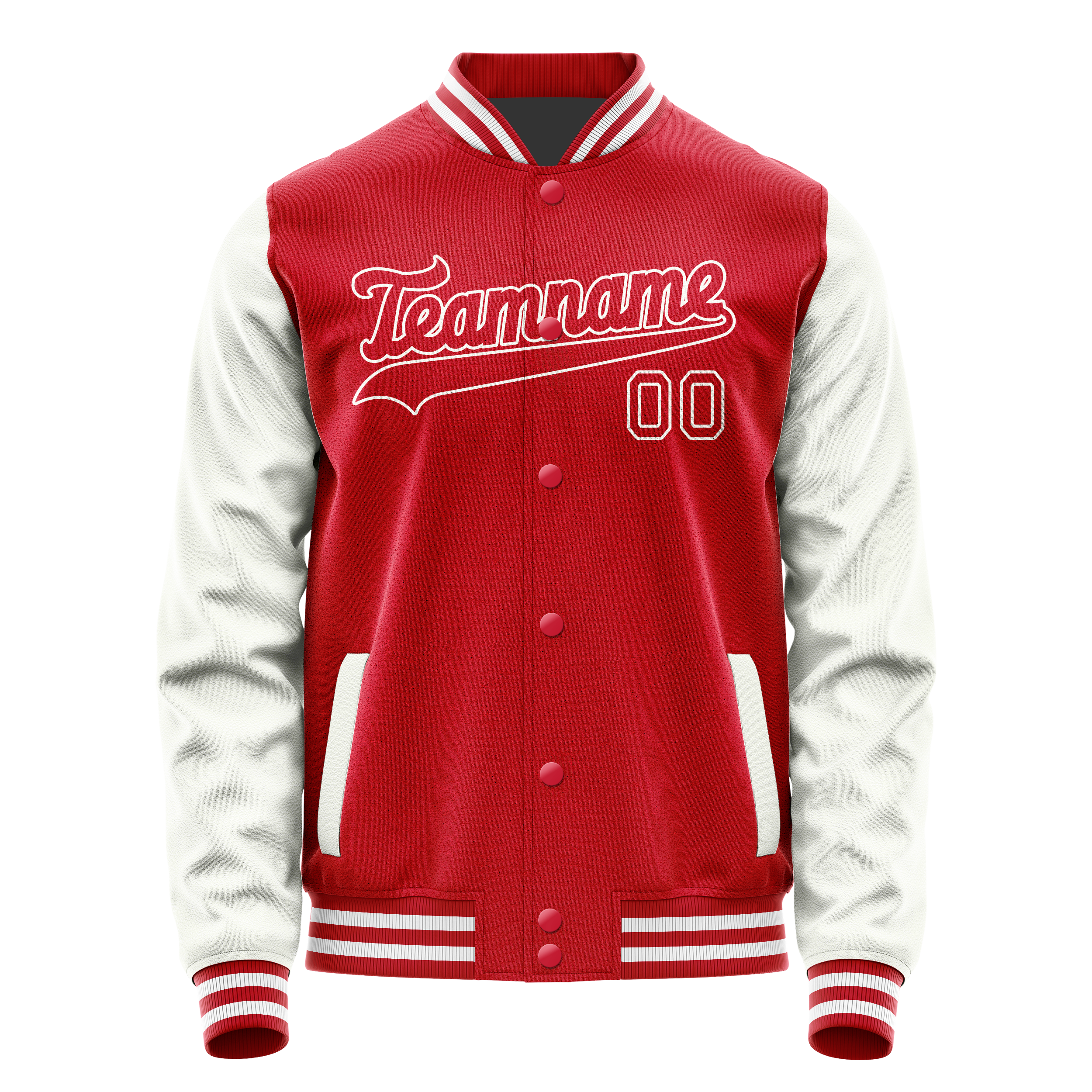 Veste universitaire personnalisée rouge et blanche unie