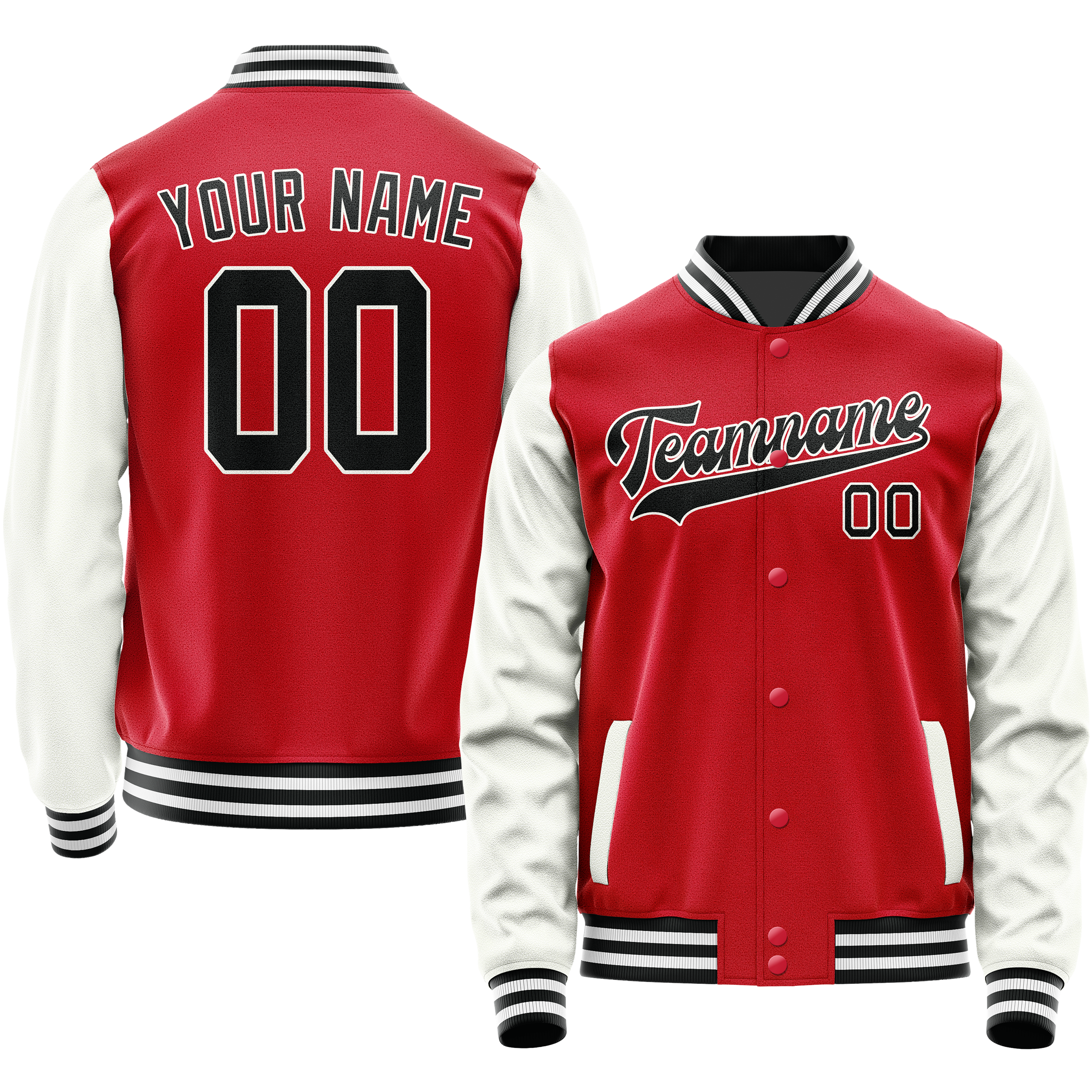 Veste universitaire personnalisée rouge et blanche unie