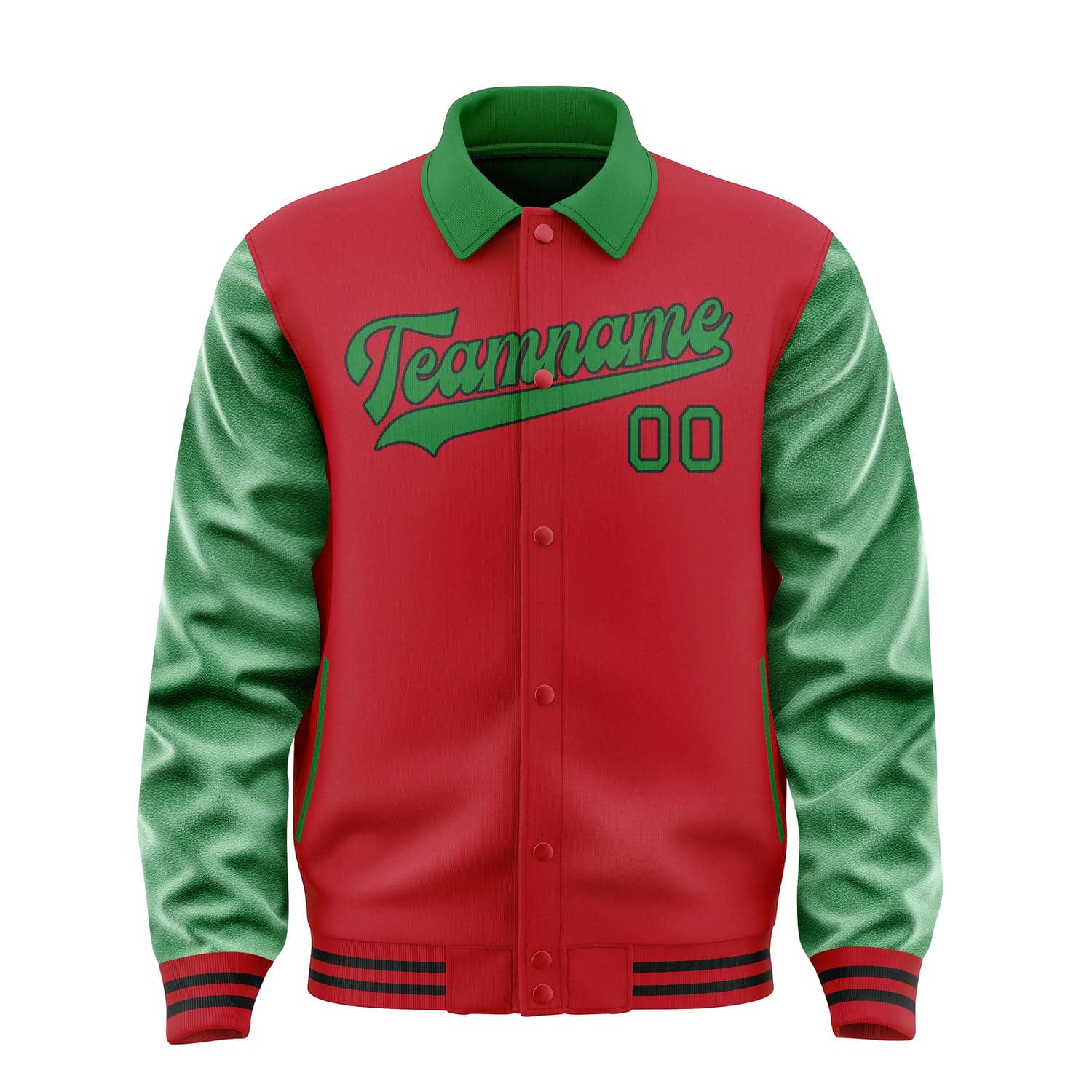Veste rouge et vert émeraude personnalisée