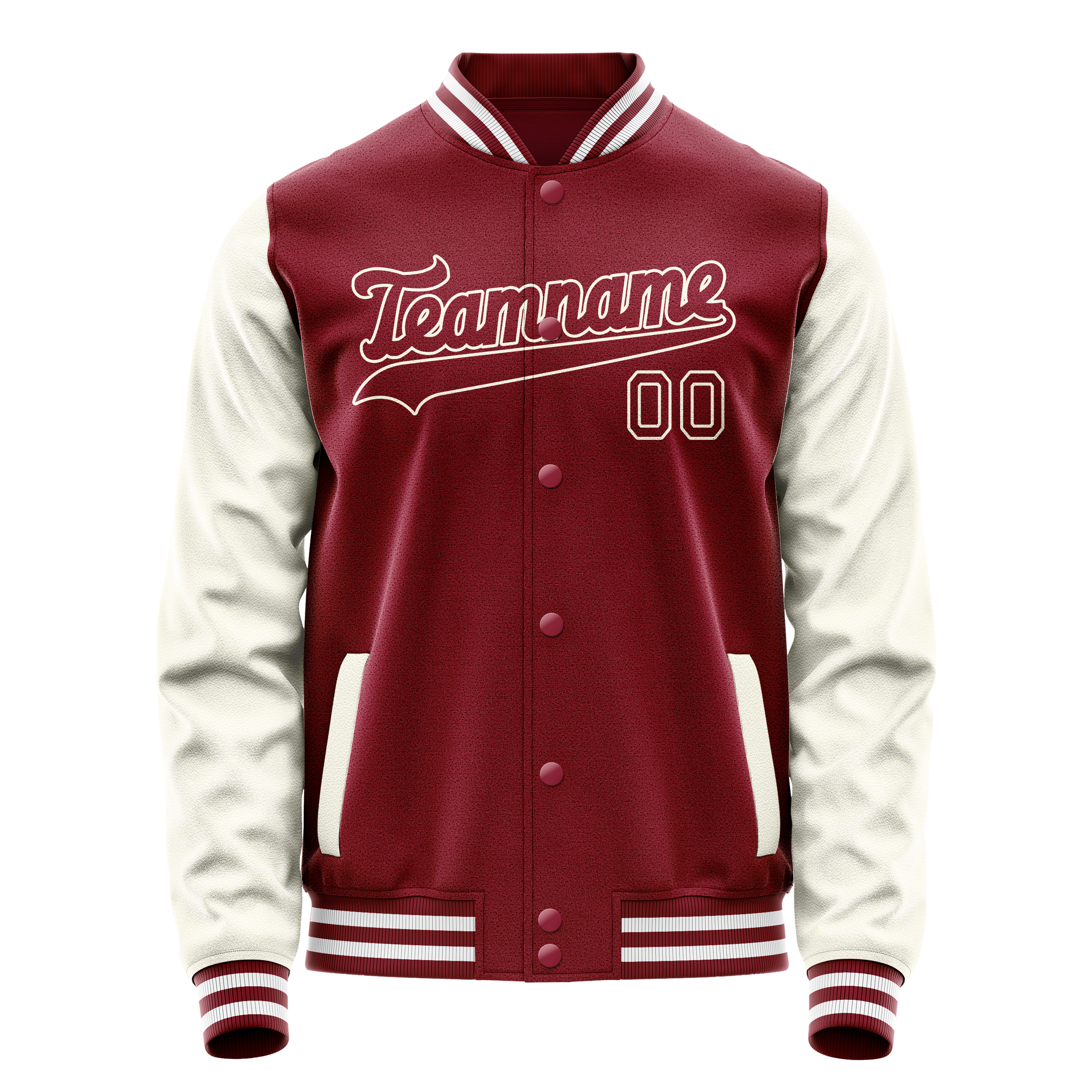 Veste universitaire personnalisée rouge cramoisi crème unie
