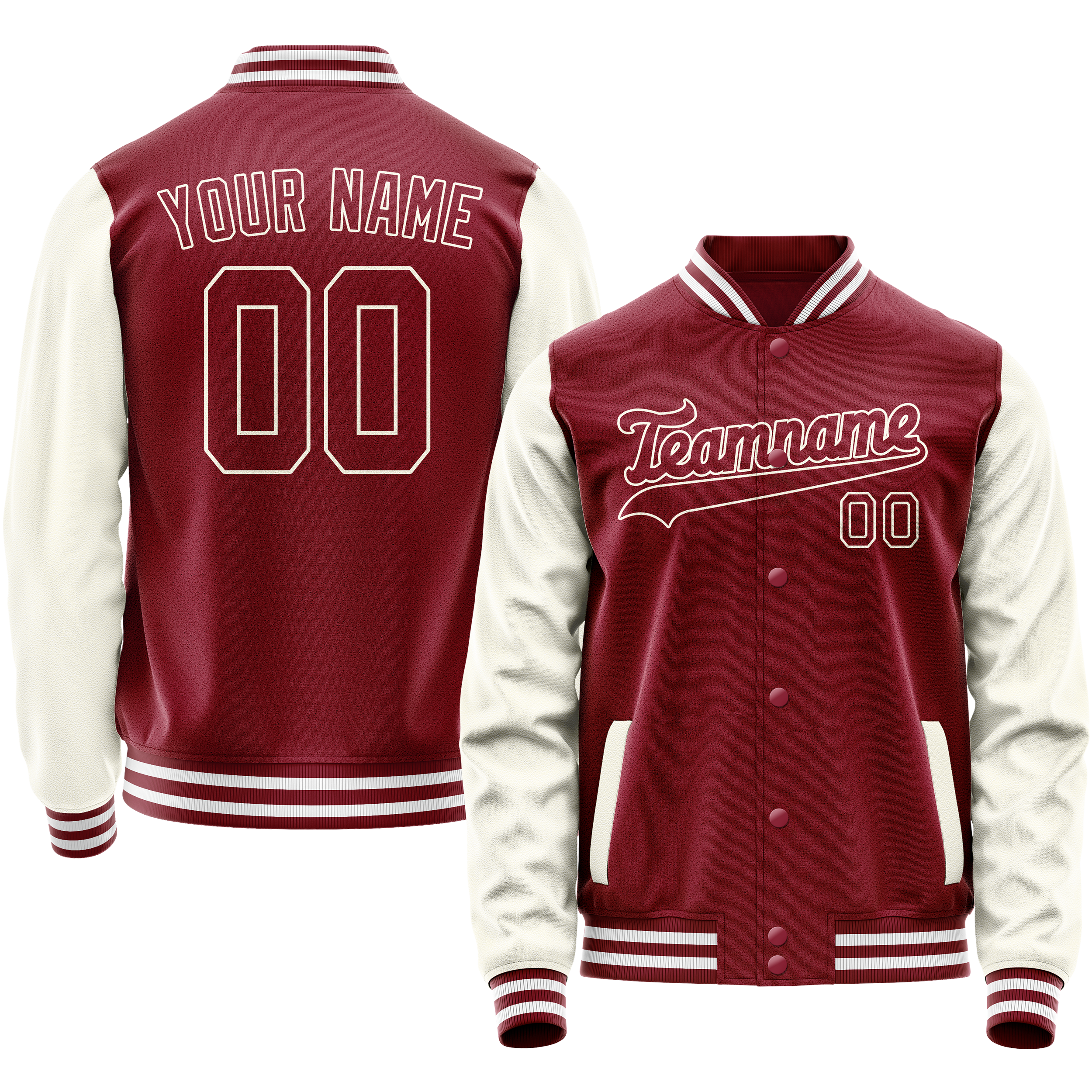 Veste universitaire personnalisée rouge cramoisi crème unie