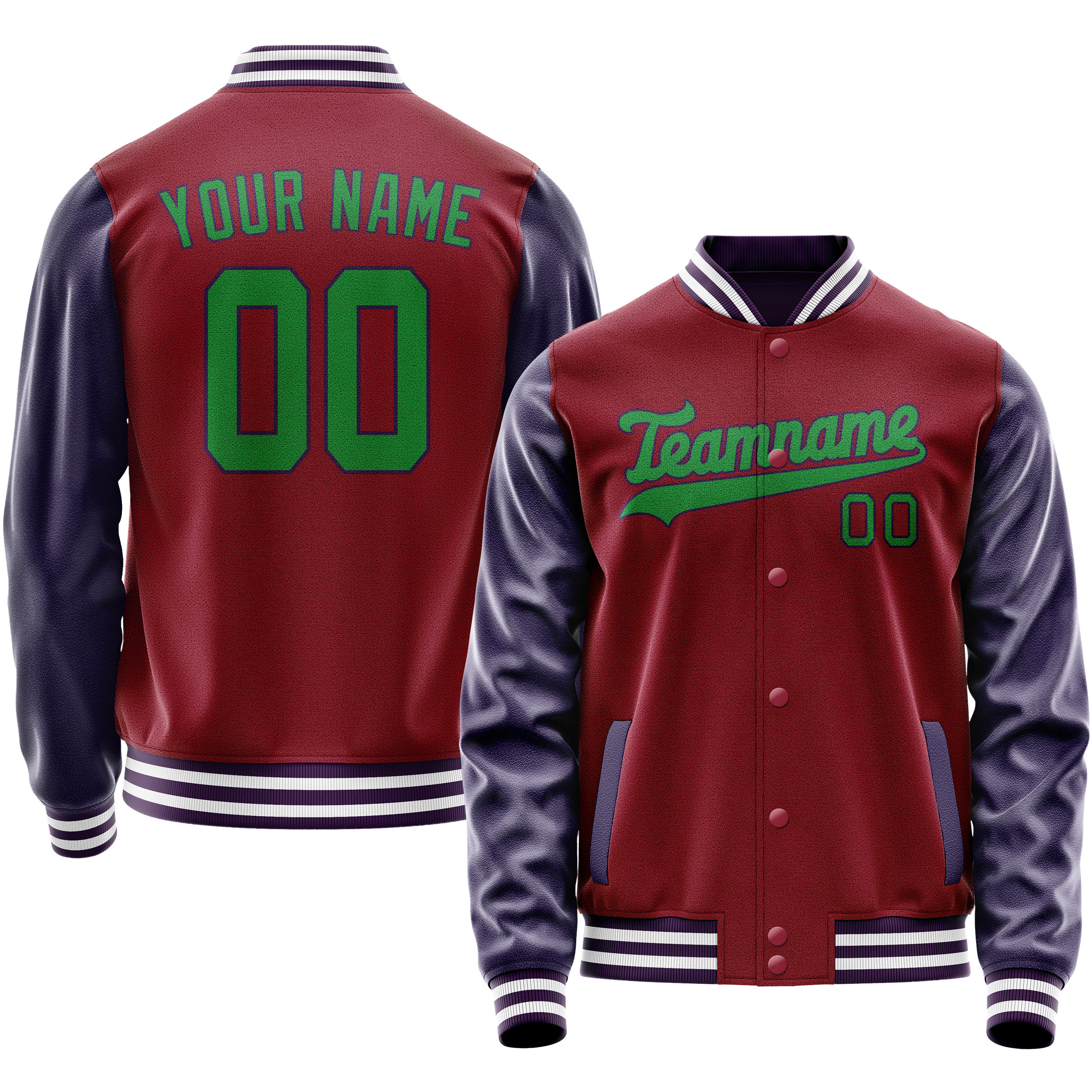 Veste universitaire personnalisée rouge cramoisi et marine unie