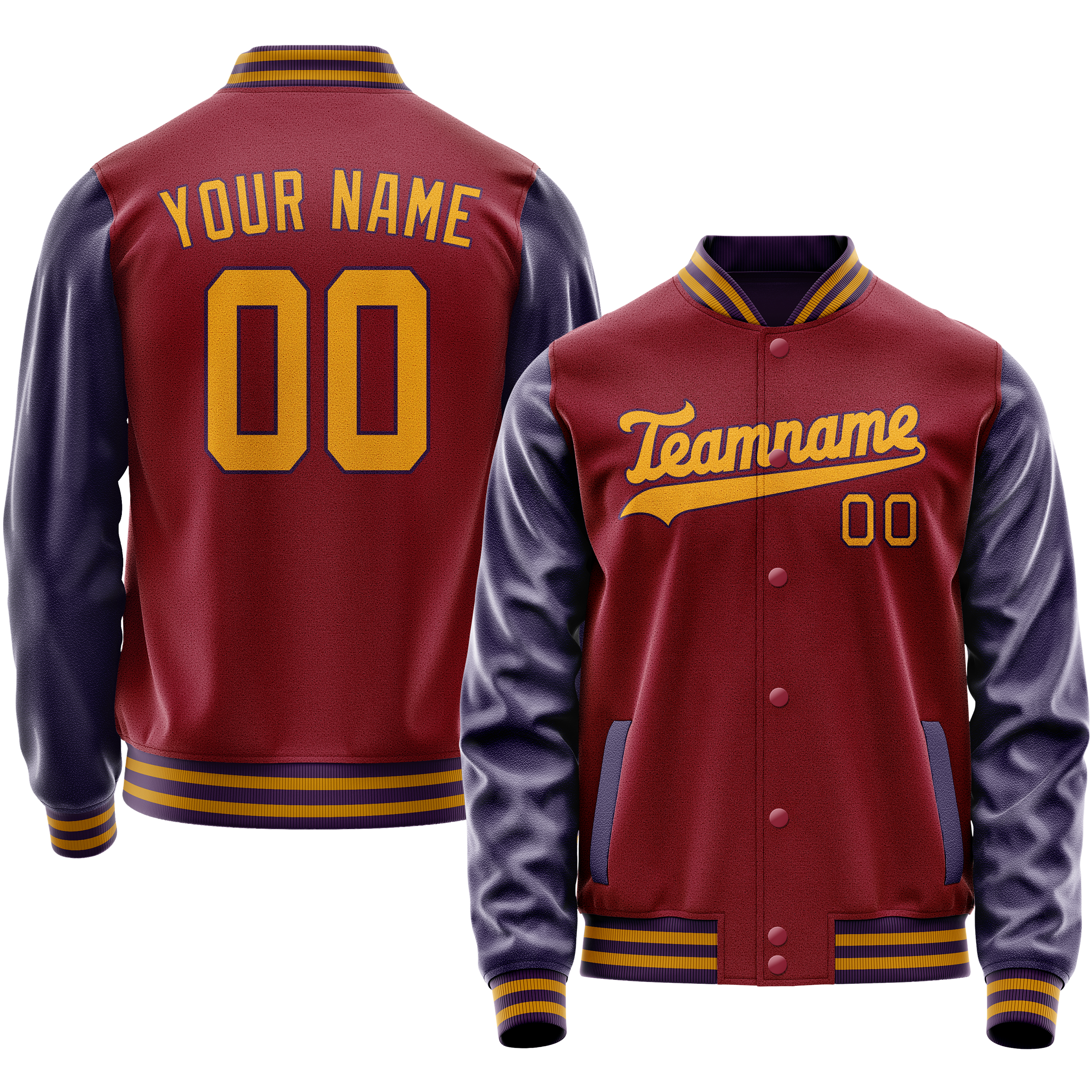 Veste universitaire personnalisée rouge cramoisi et marine unie