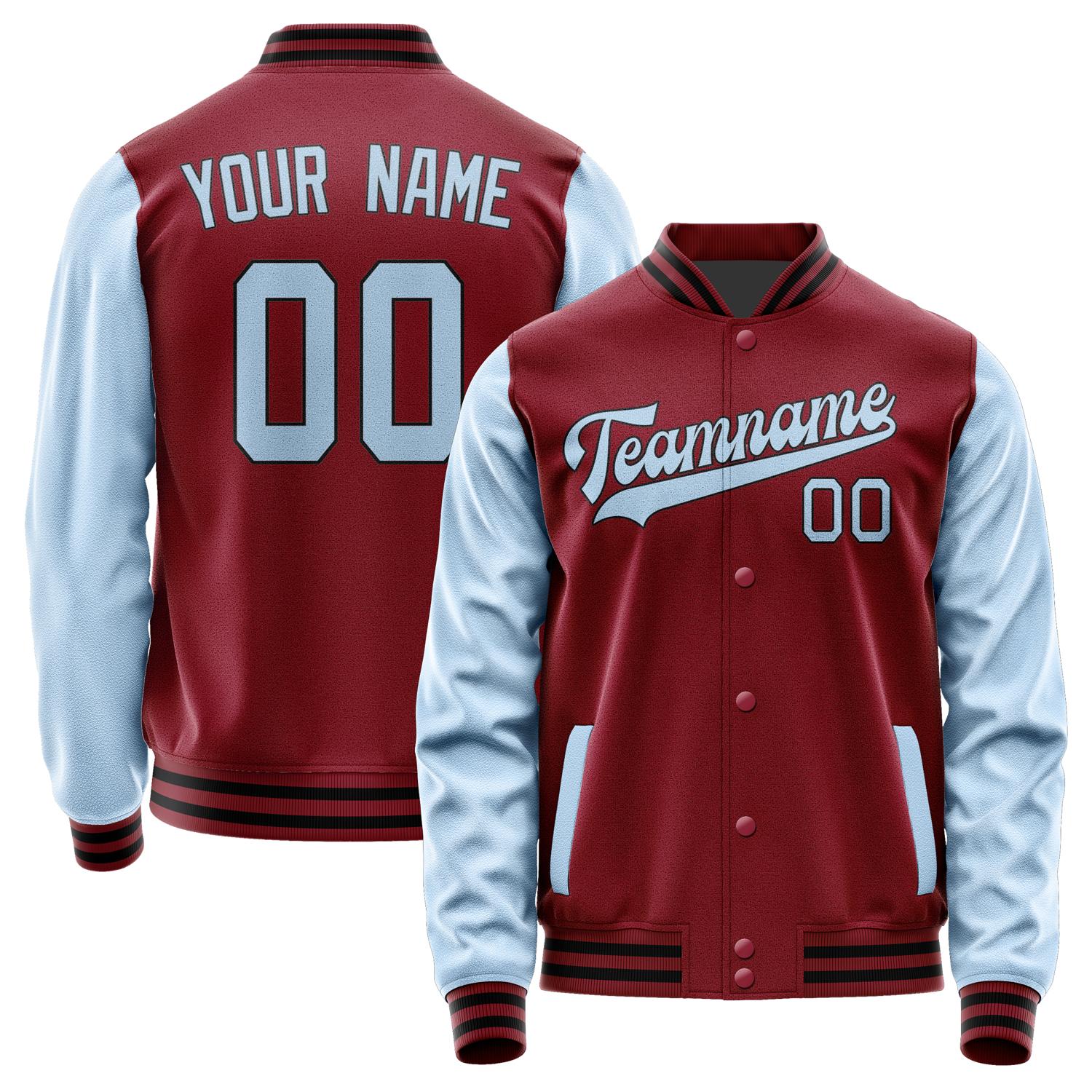 Custom Crimson Red Light Blue Jacket JA1515081517B31708