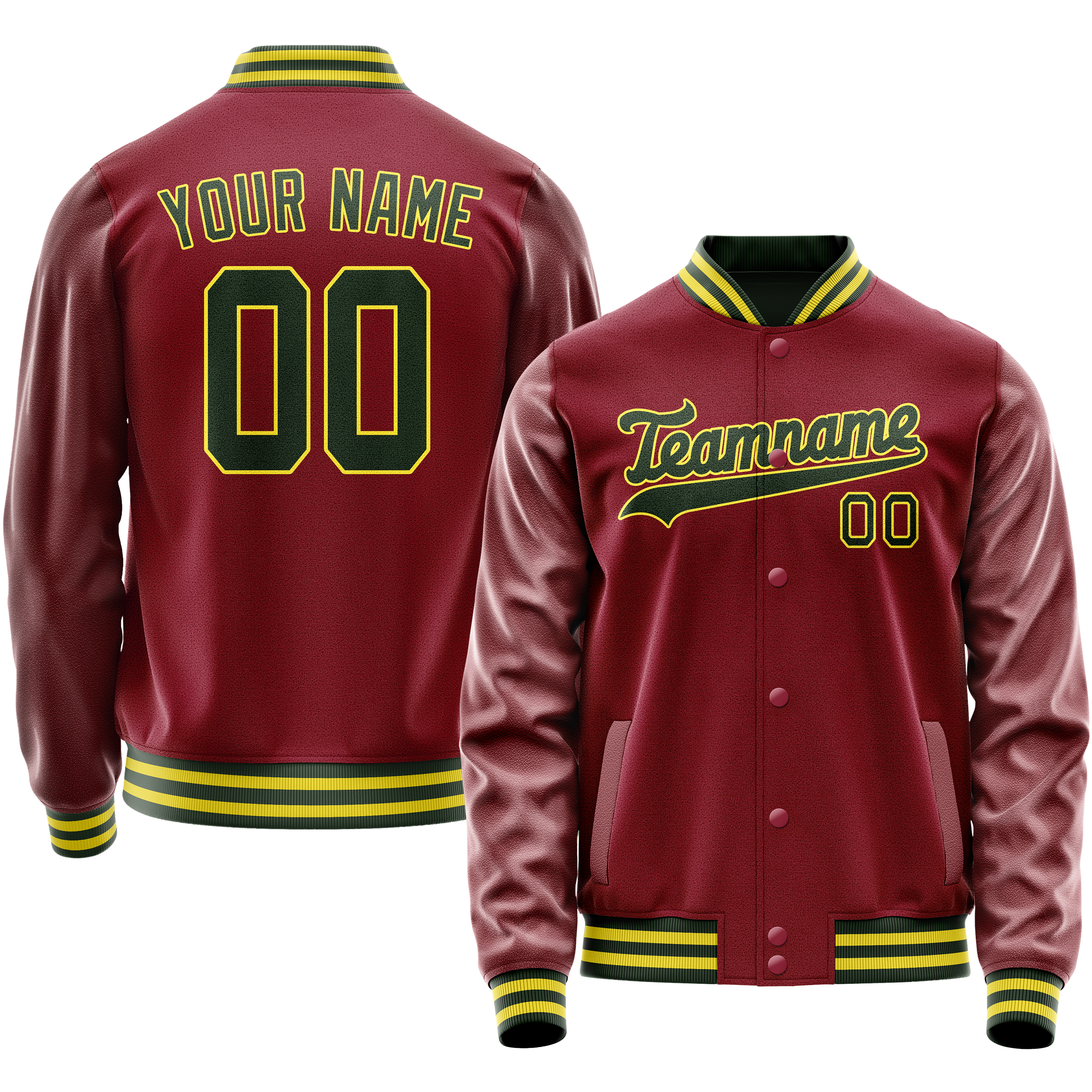 Veste universitaire personnalisée rouge cramoisi et verte unie