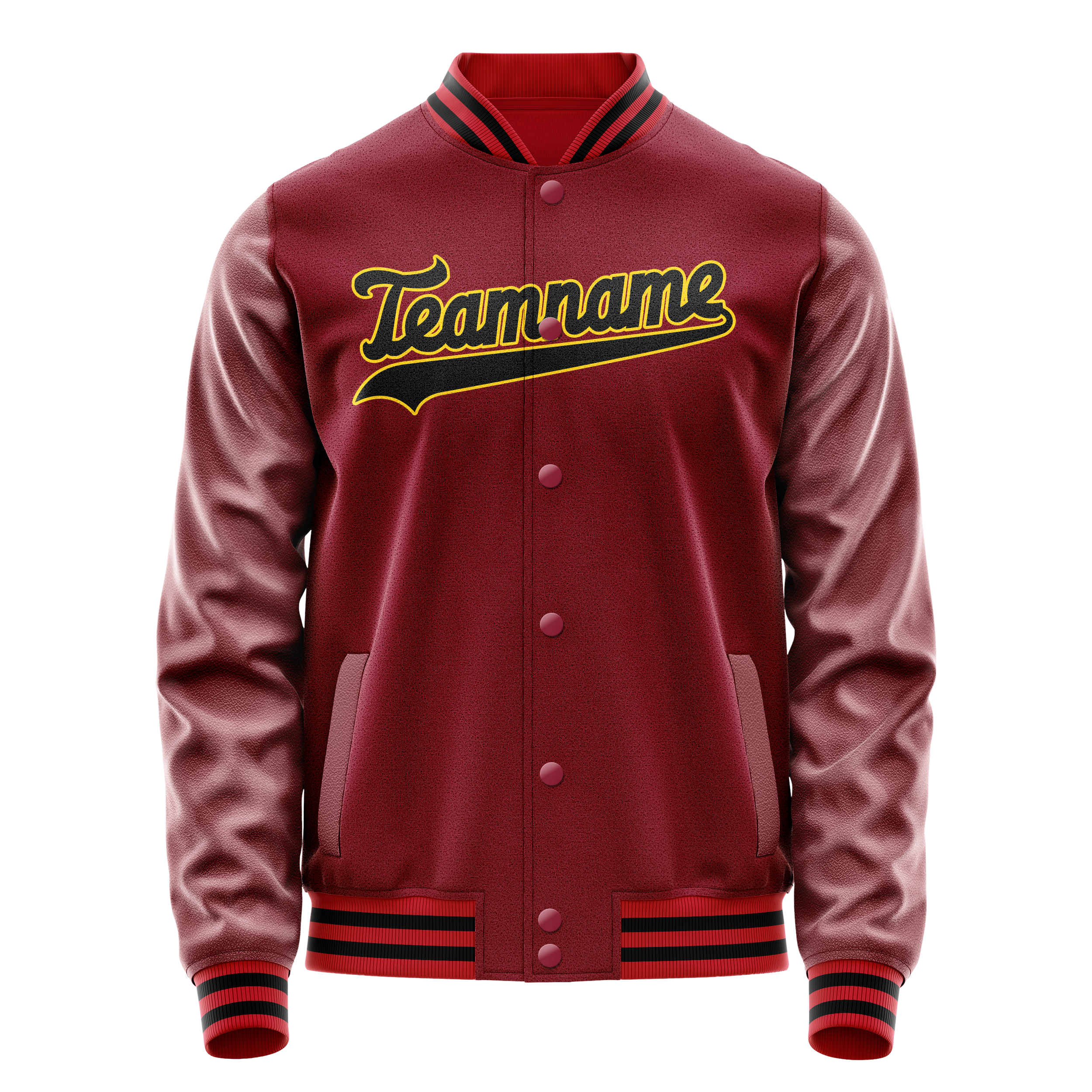 Veste universitaire personnalisée rouge cramoisi et noire unie