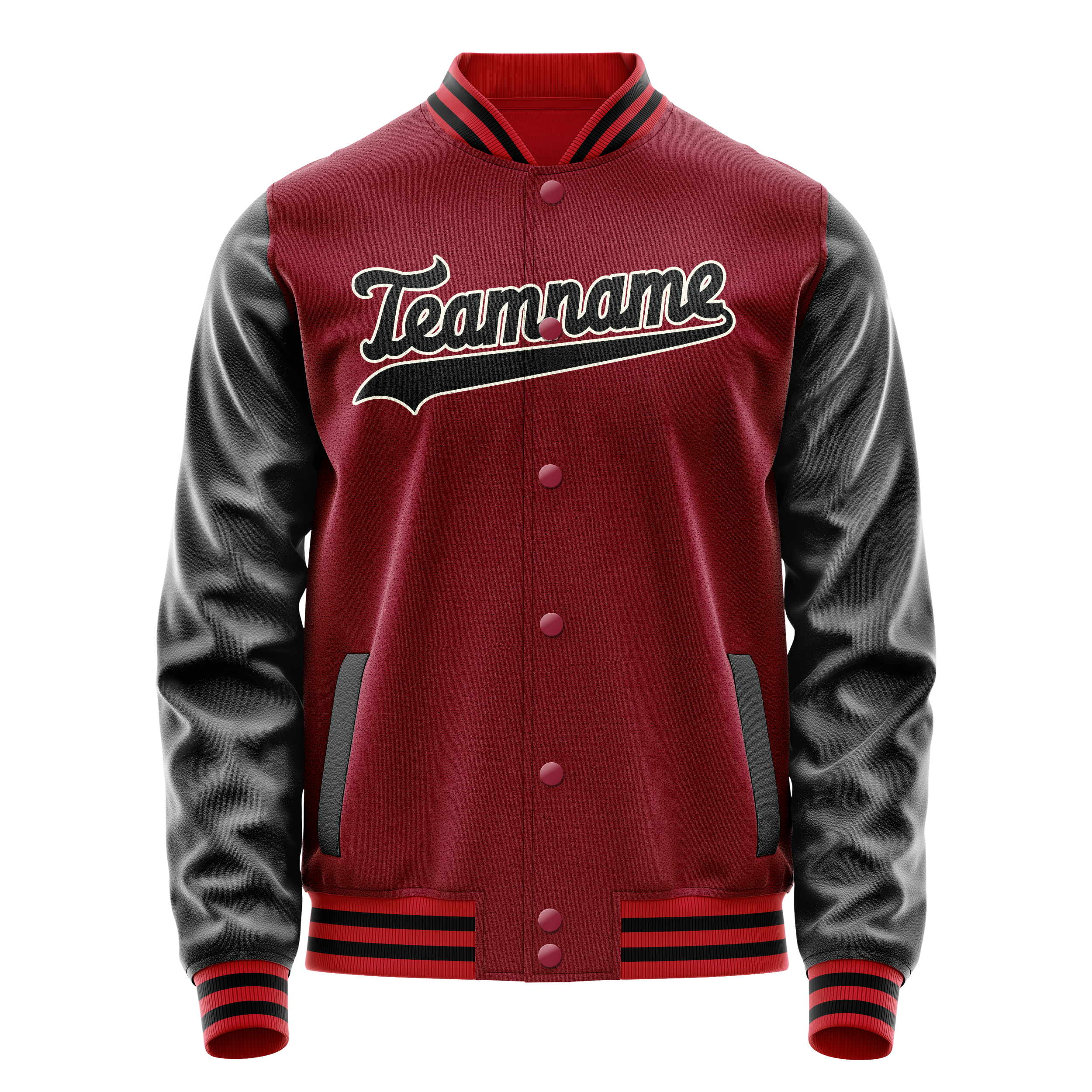 Veste universitaire personnalisée rouge cramoisi et noire unie