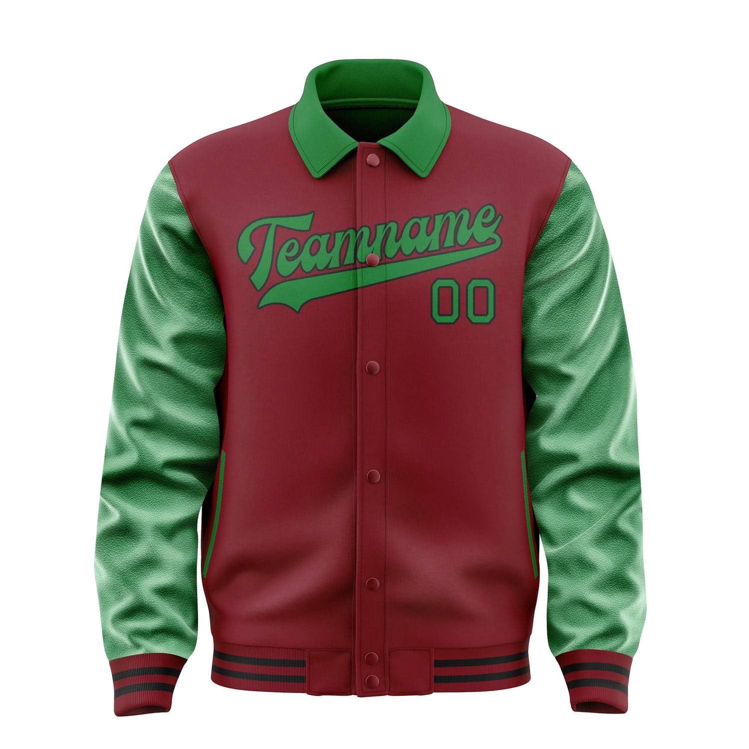 Veste personnalisée rouge cramoisi et vert émeraude