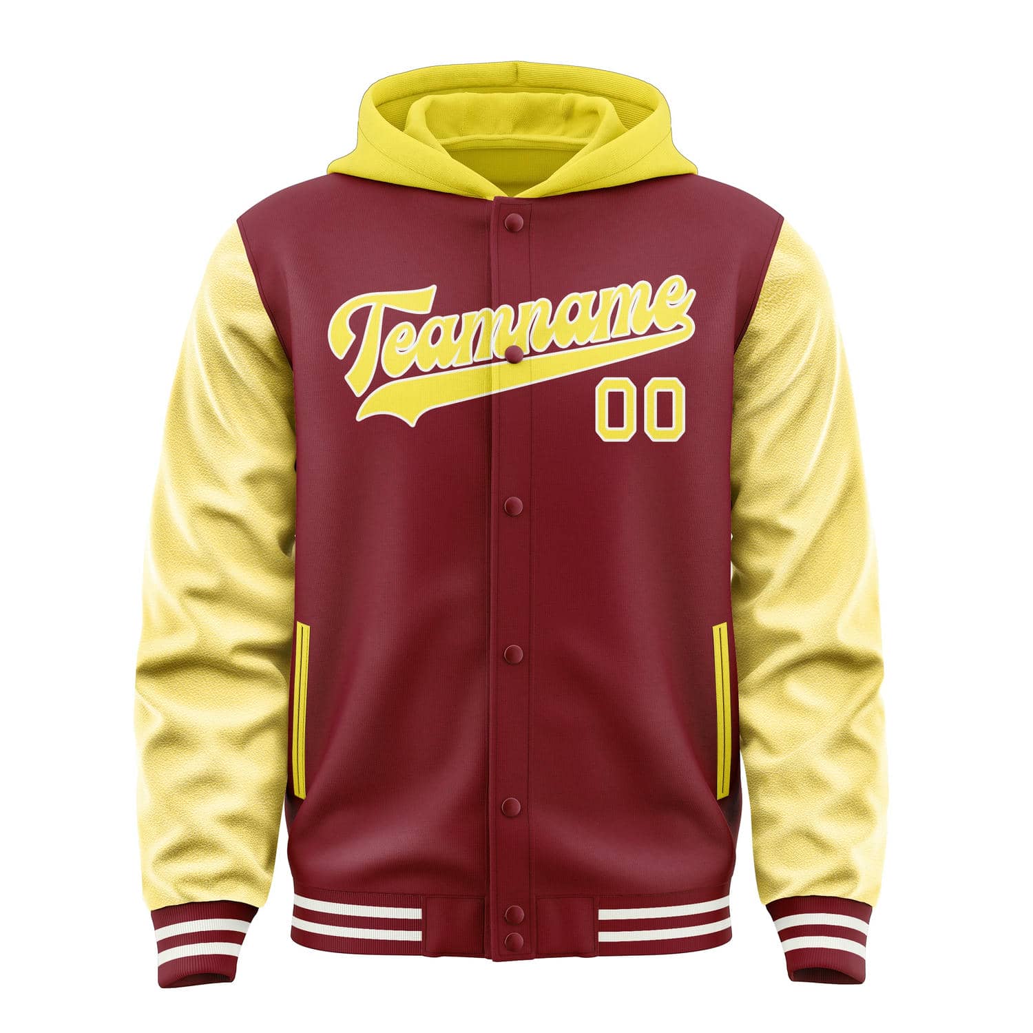 Veste personnalisée rouge cramoisi et jaune clair