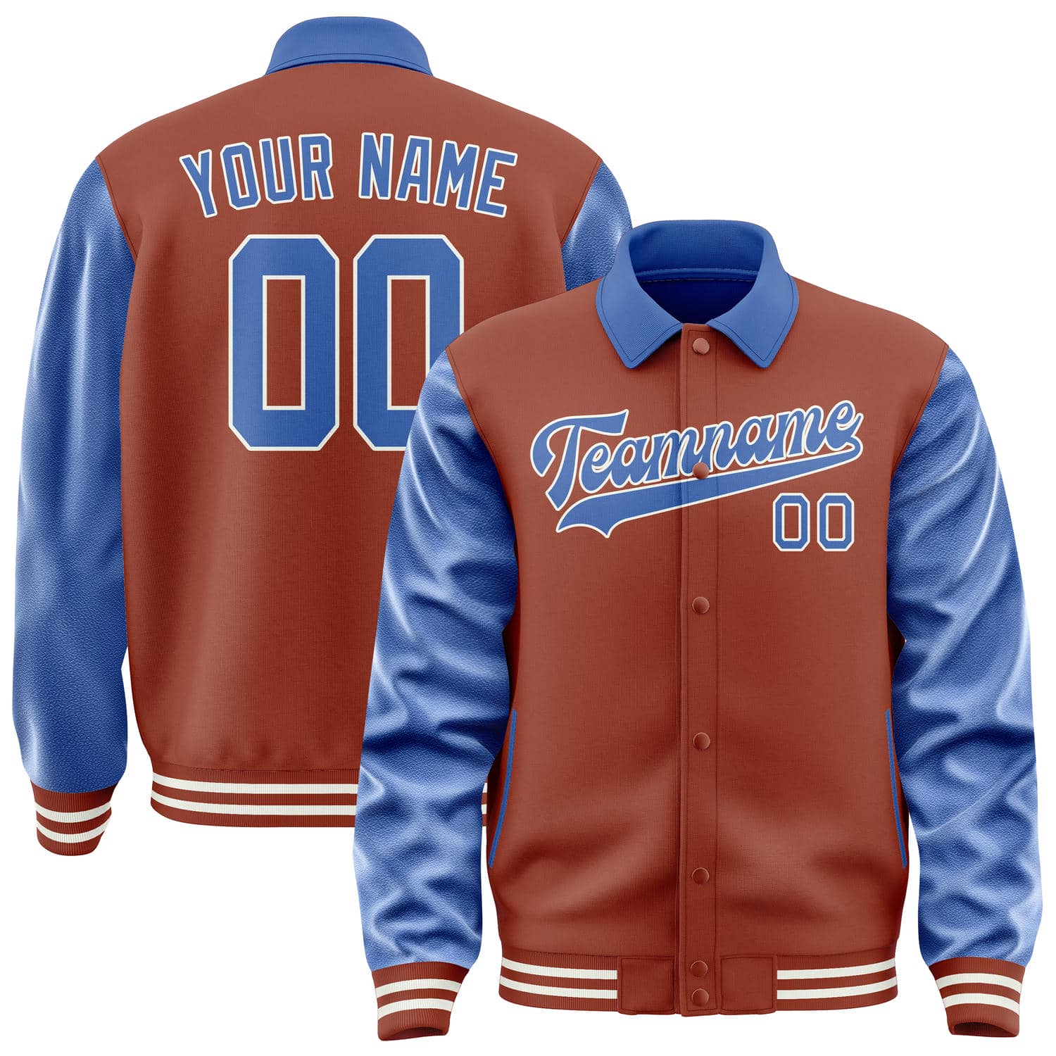 Custom Coral Red Sky Blue Jacket