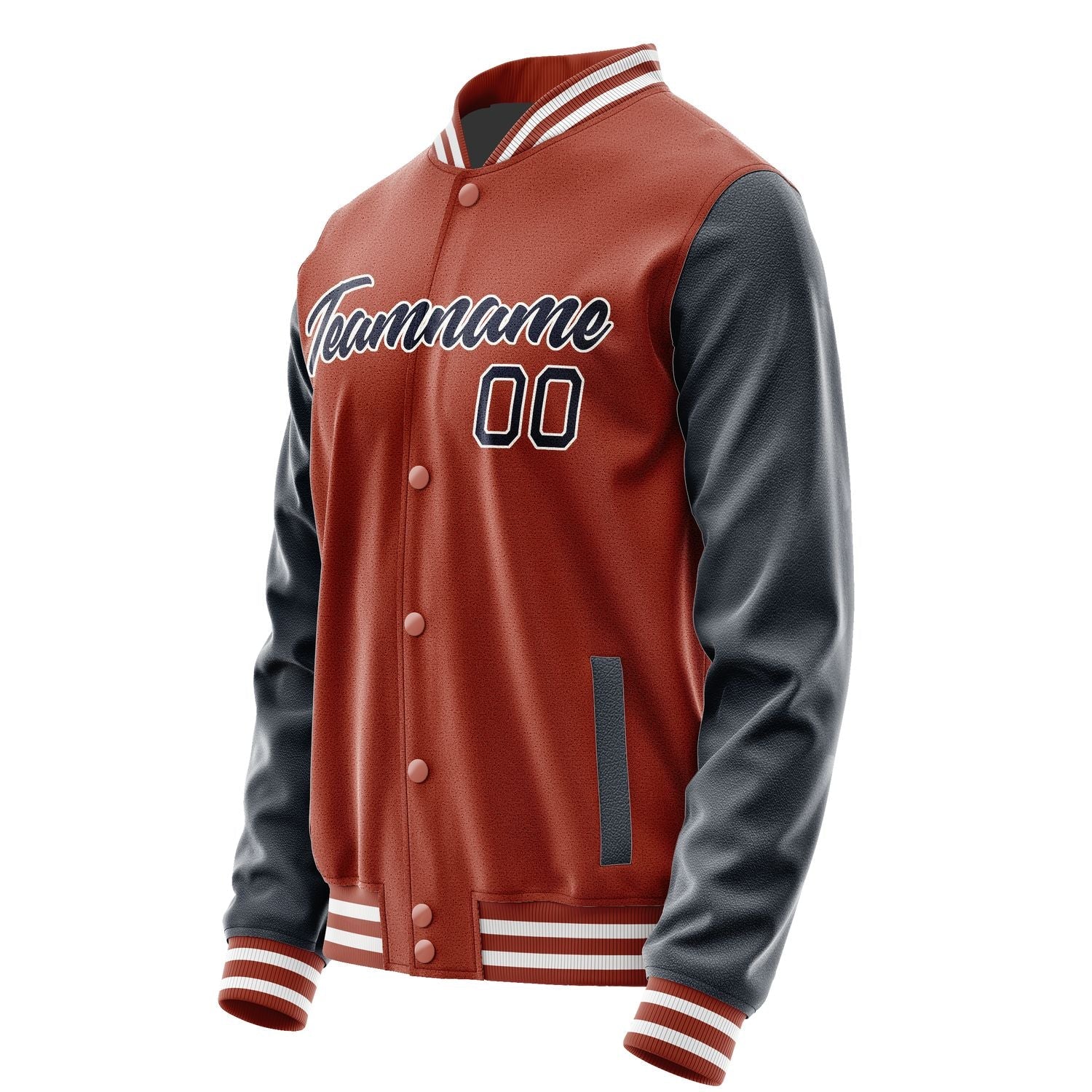 Custom Coral Red Navy Jacket JA1616111618B21811