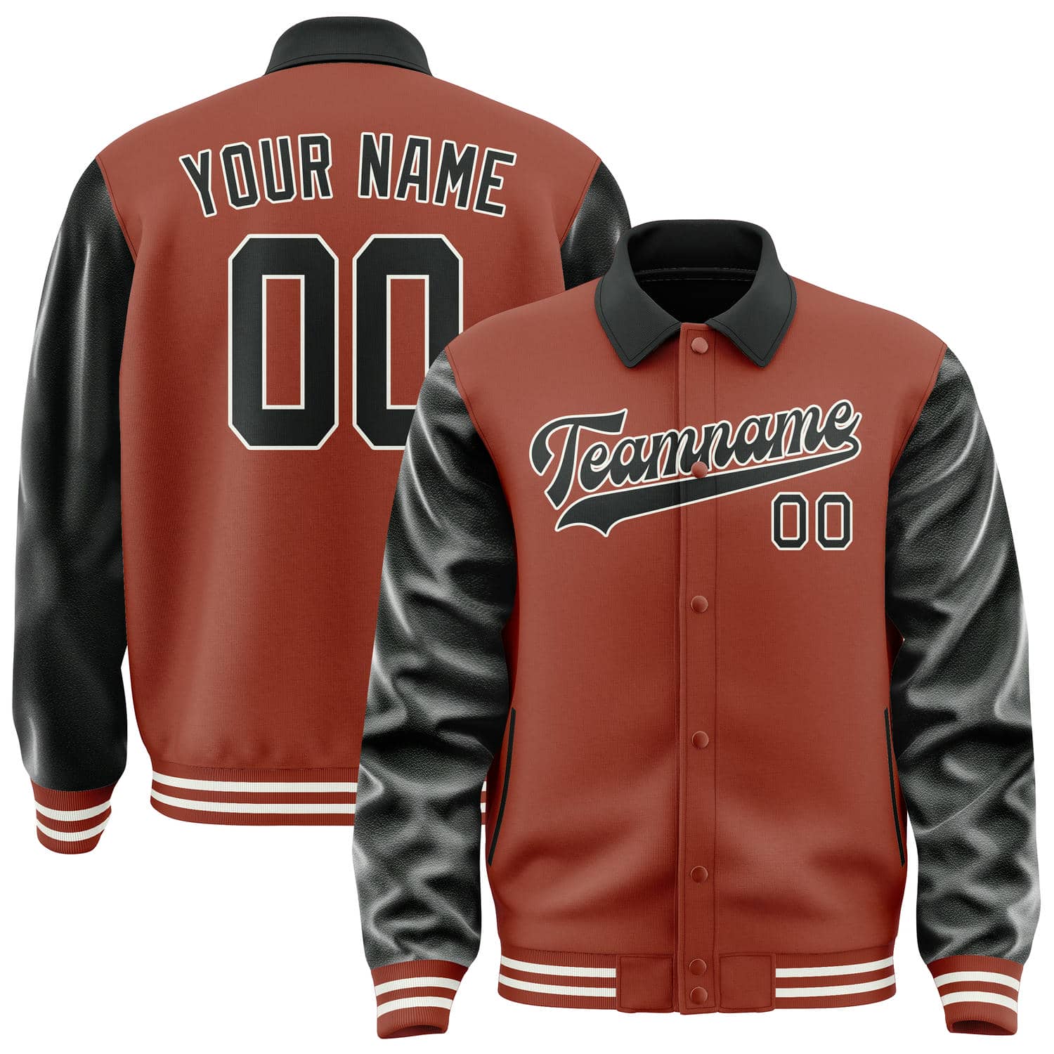 Custom Coral Red Black Jacket