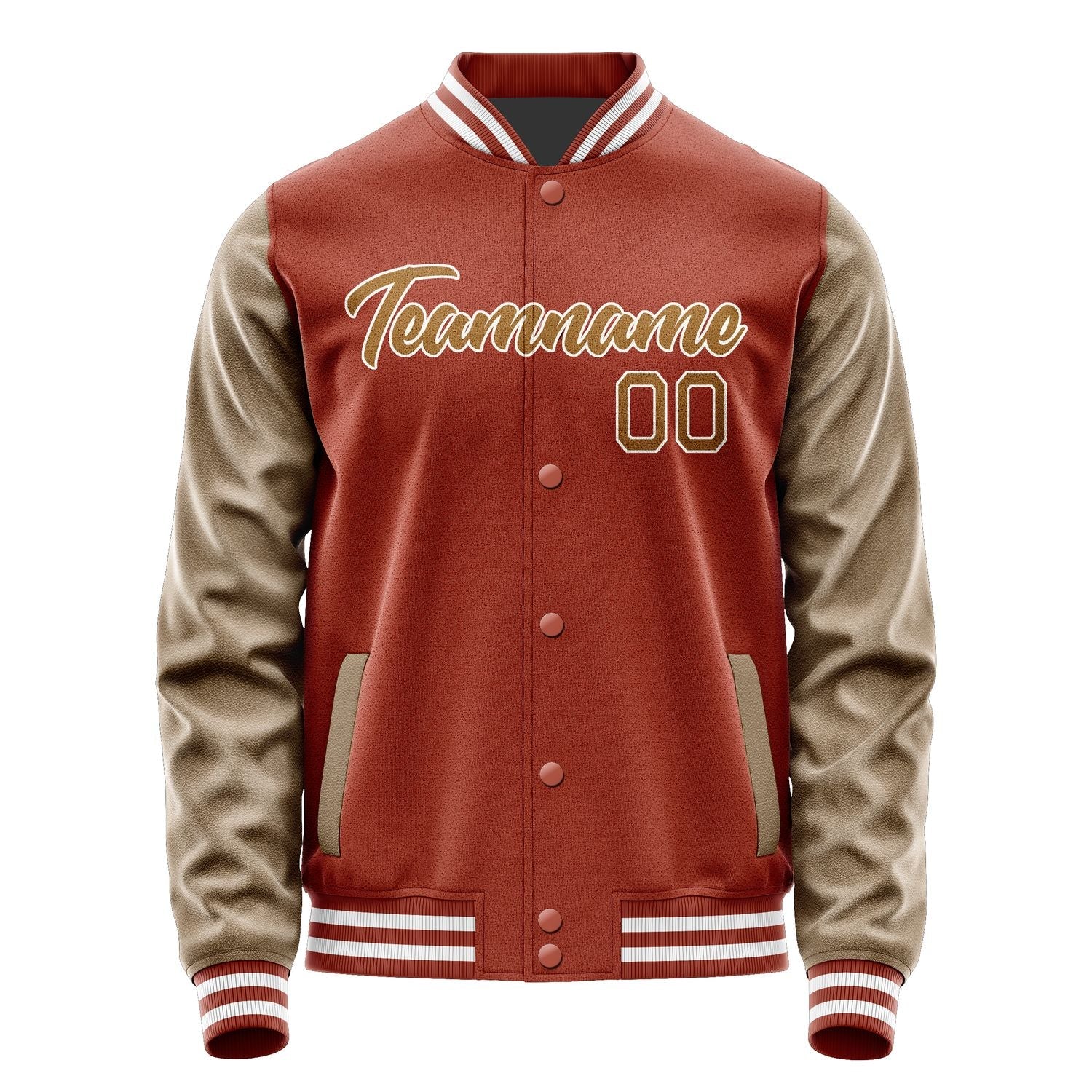 Custom Coral Red Khaki Jacket JA1616221618B21822