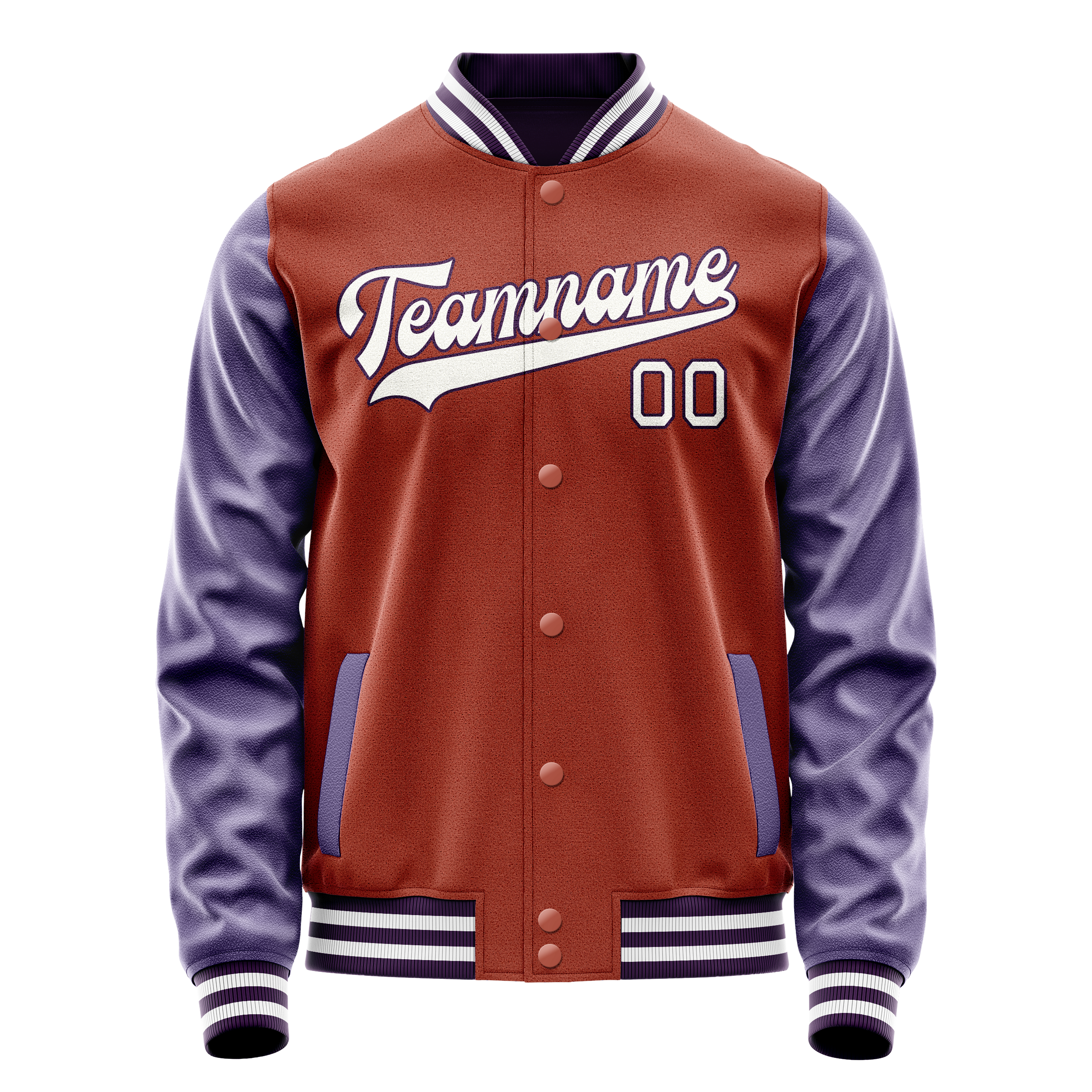 Custom Coral Red Purple Solid Color Varsity Letterman Jacket