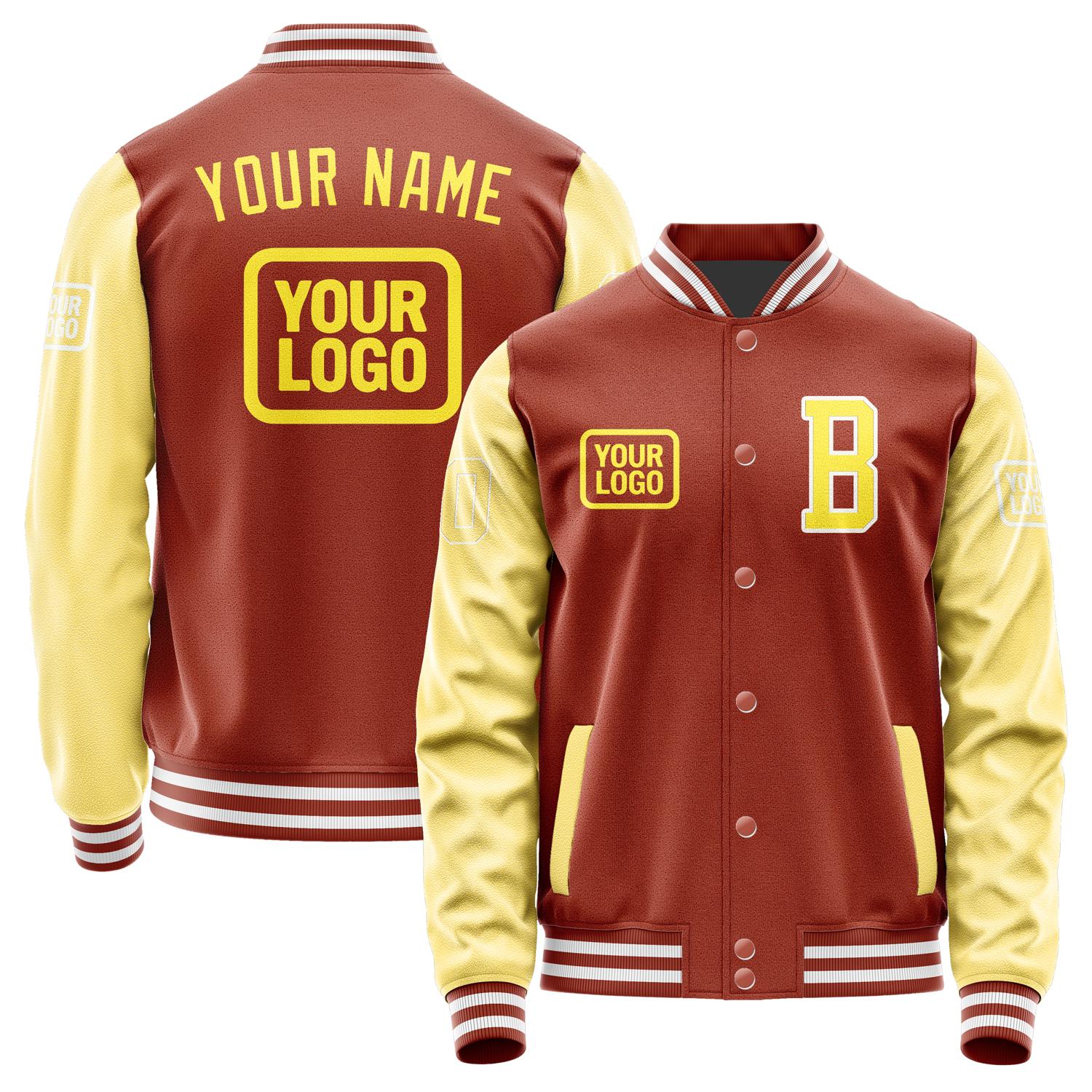 Custom Coral Red Light Yellow Jacket JA161626161818262618