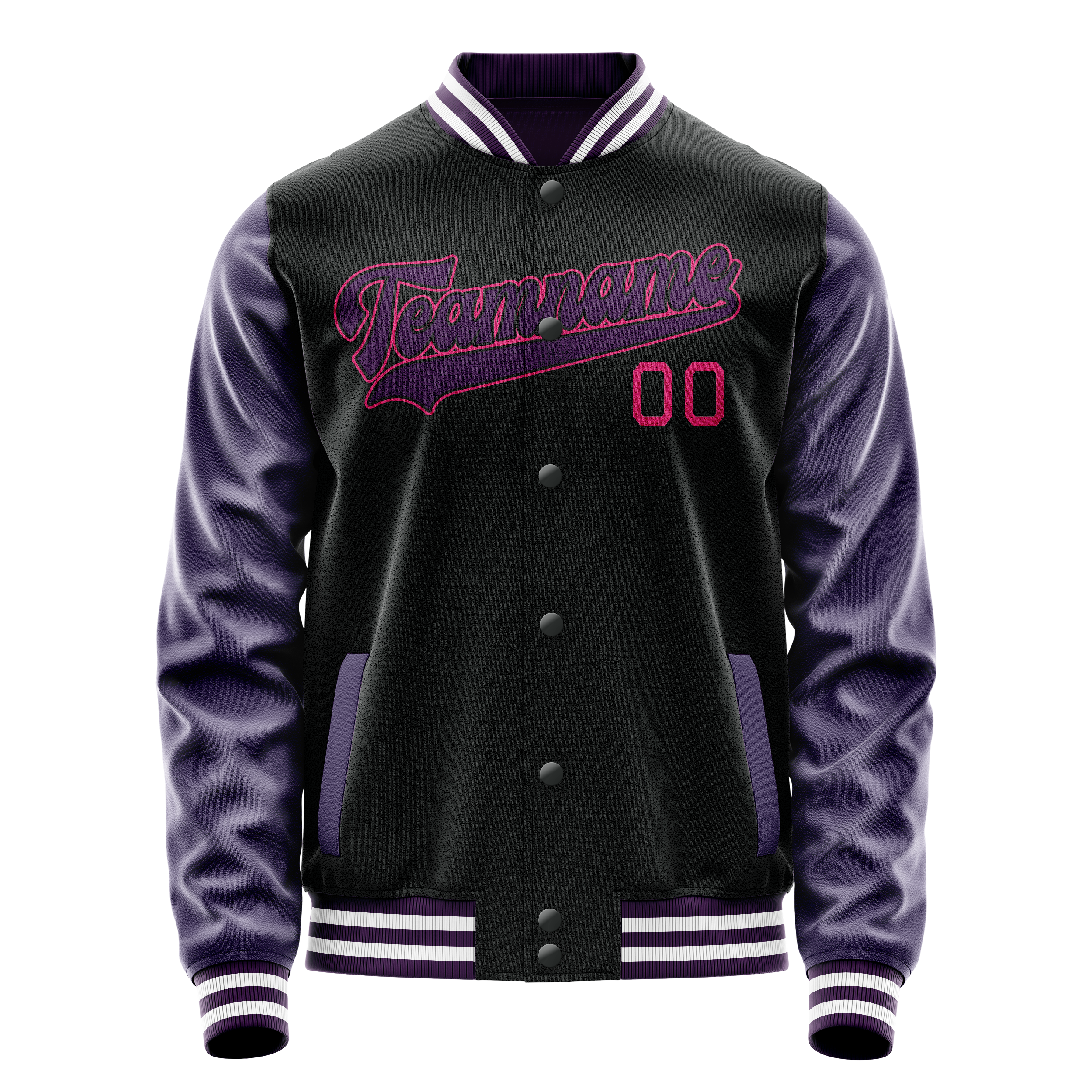 Veste universitaire personnalisée noire et violette unie