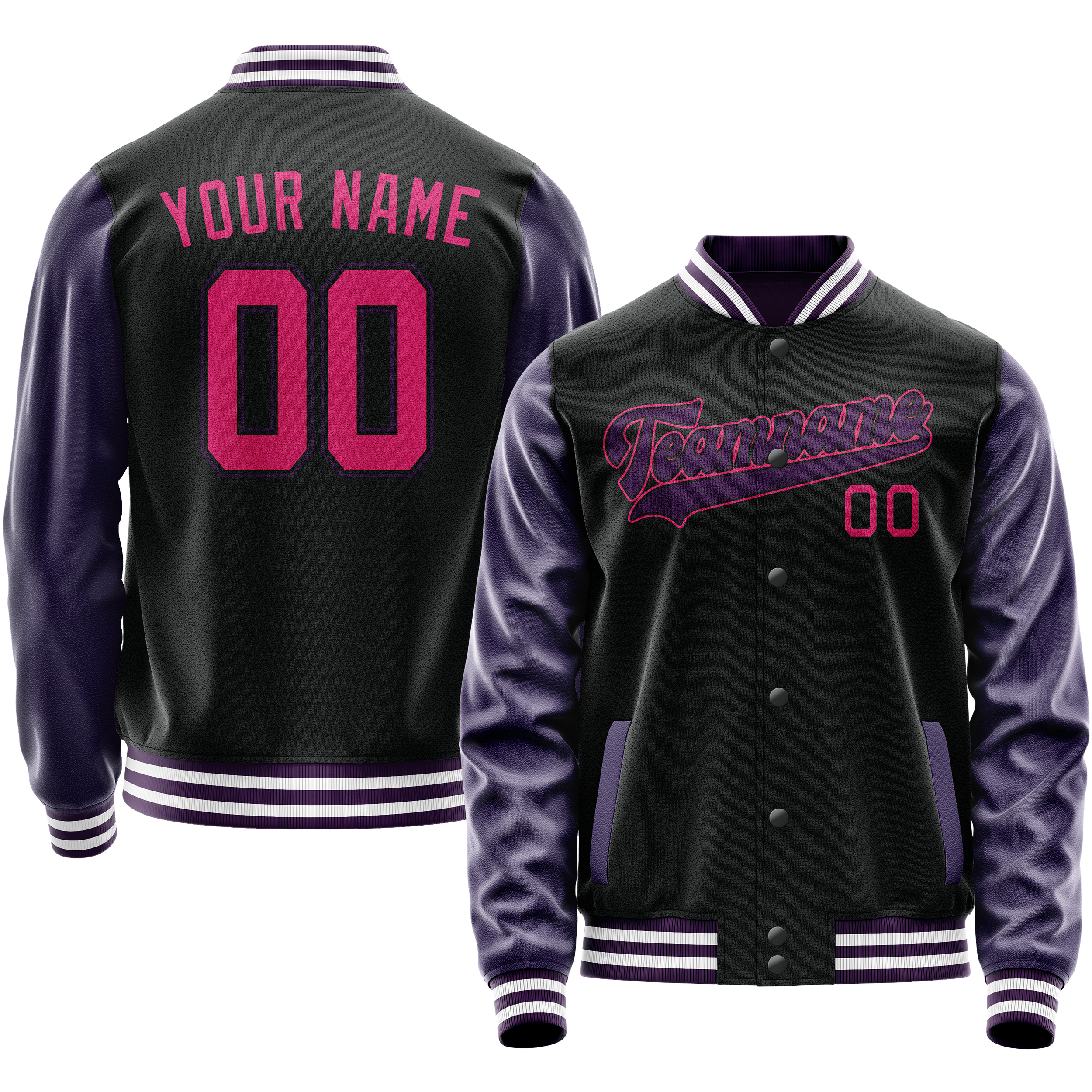 Veste universitaire personnalisée noire et violette unie