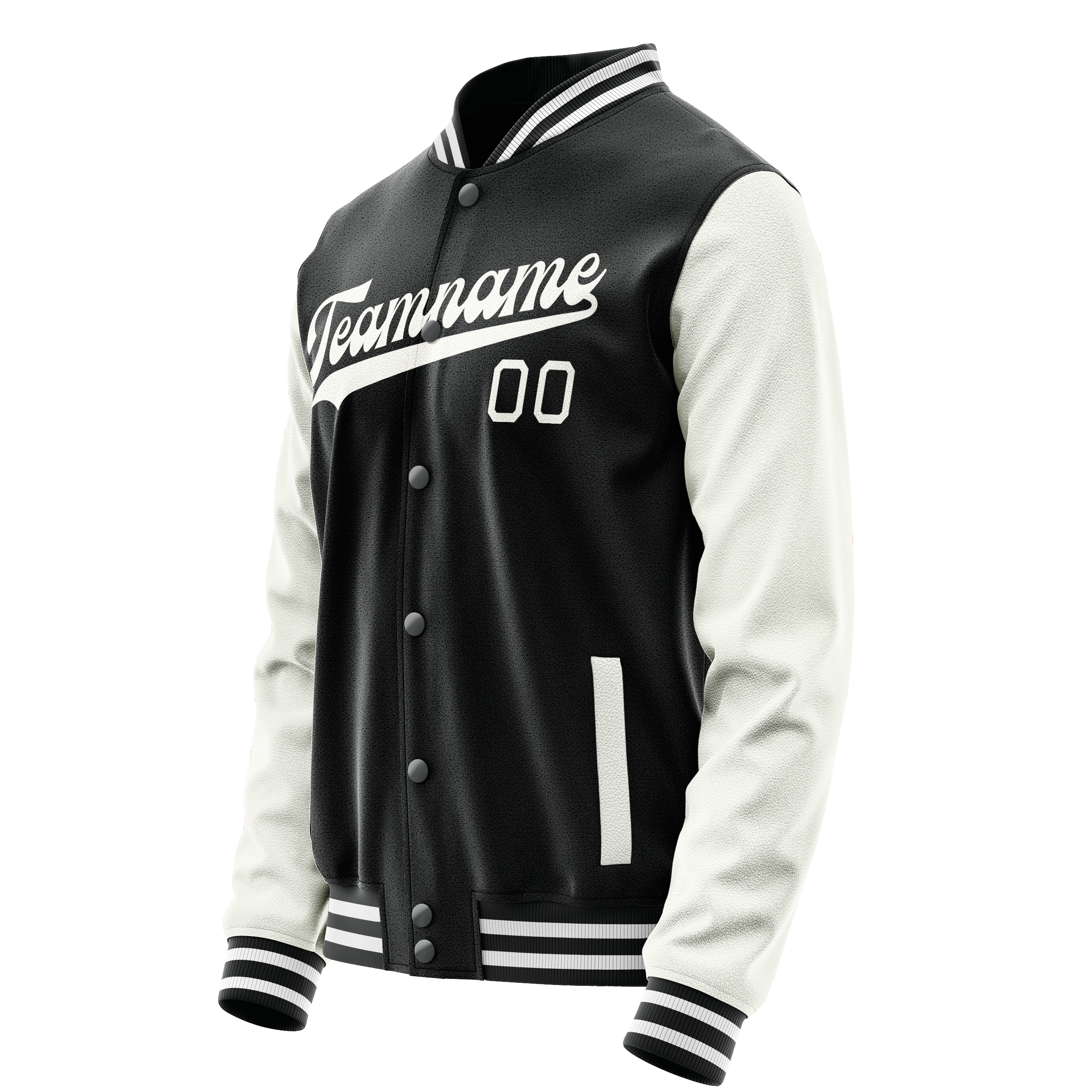 Veste universitaire personnalisée noire et blanche unie