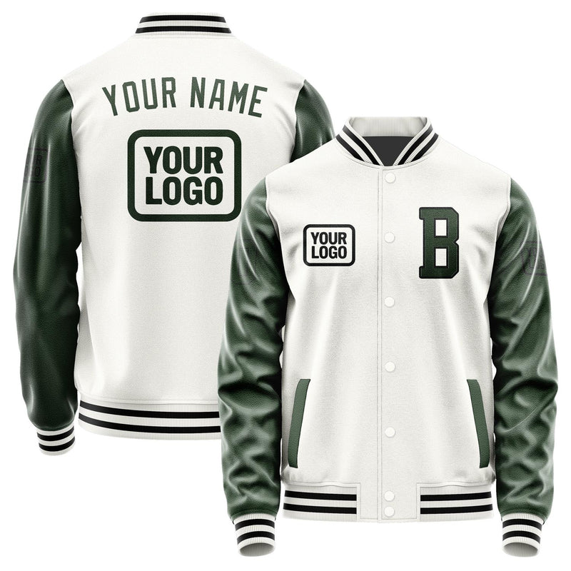Custom White Dark Green Jacket JA181806181717060617