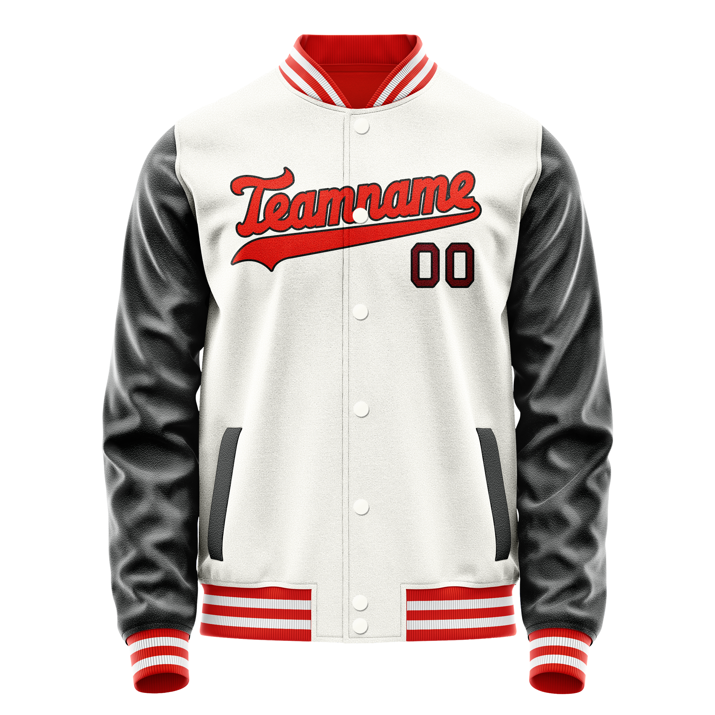 Veste universitaire personnalisée blanche et noire unie