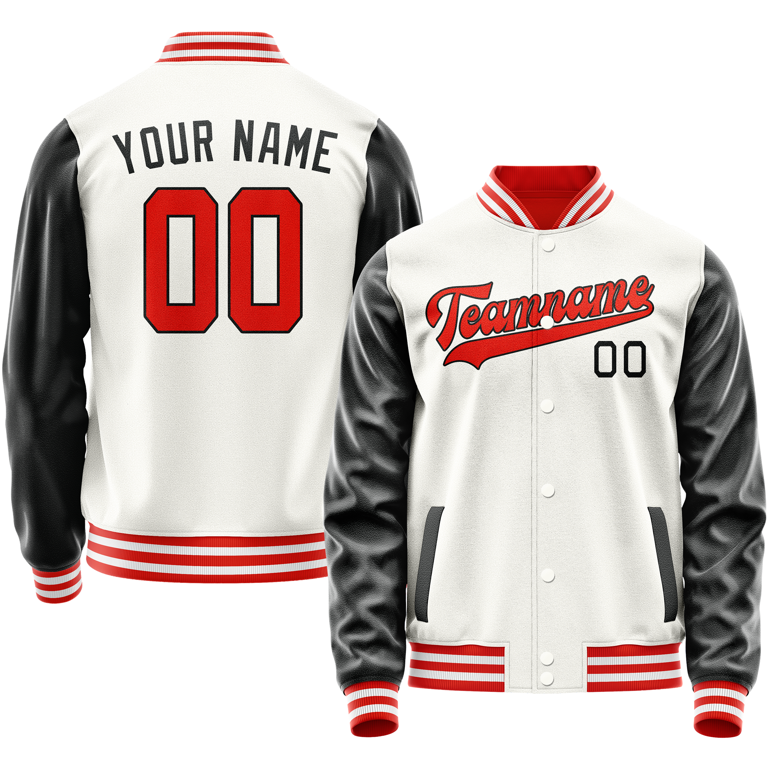 Veste universitaire personnalisée blanche et noire unie