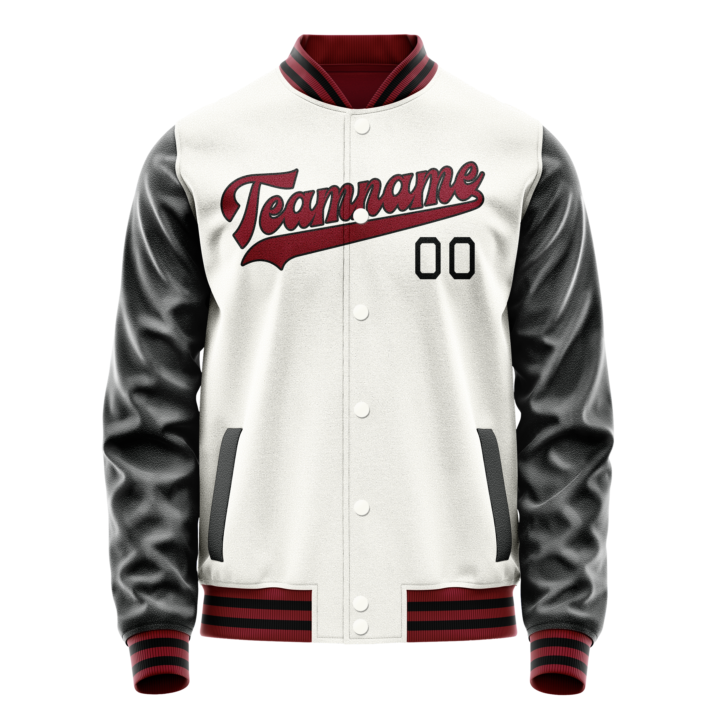 Veste universitaire personnalisée blanche et noire unie