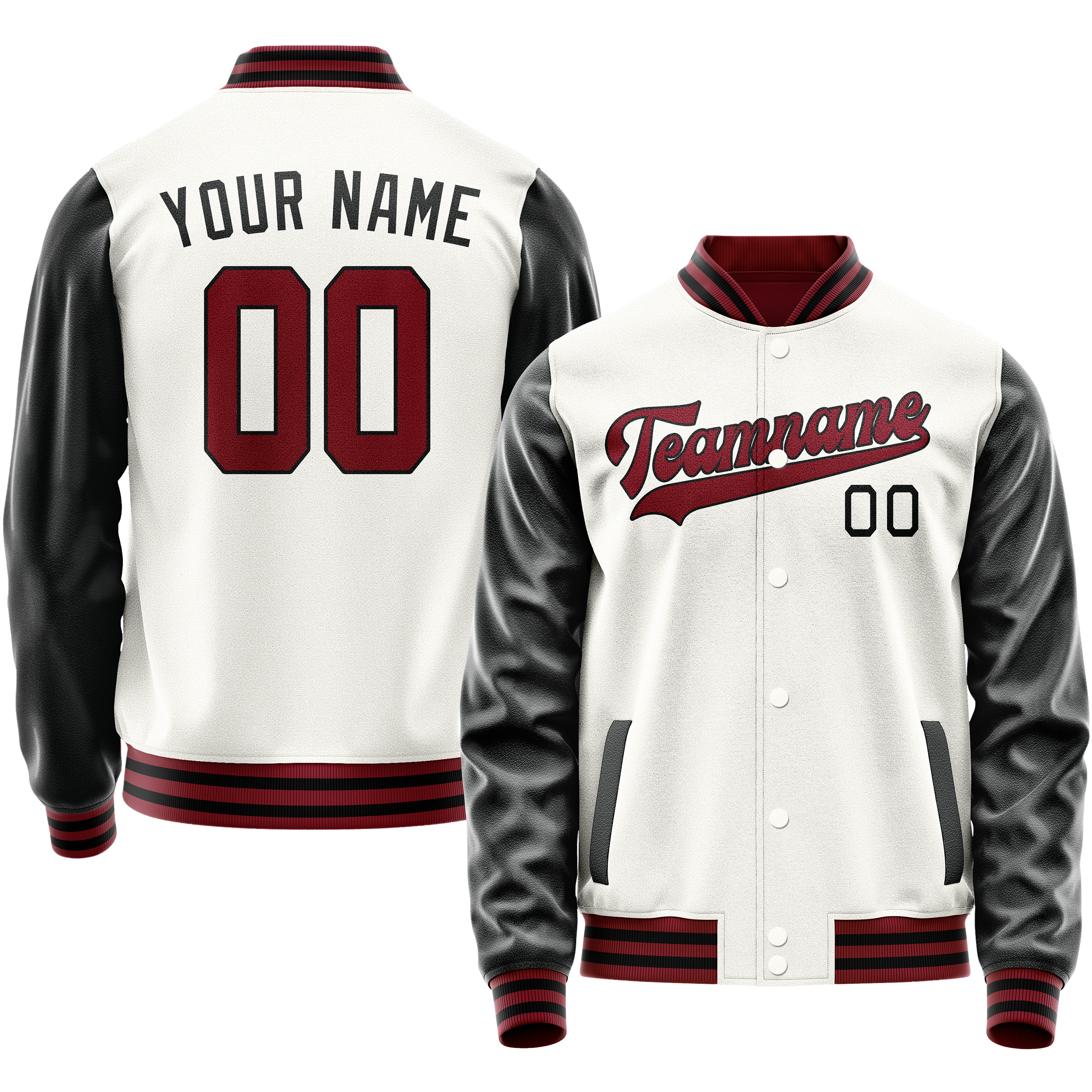 Veste universitaire personnalisée blanche et noire unie