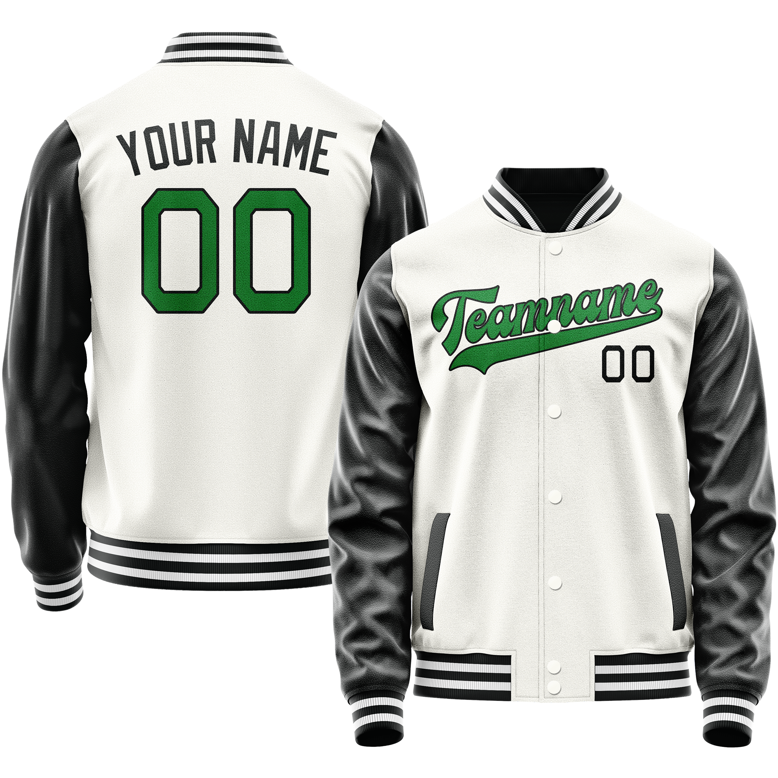 Veste universitaire personnalisée blanche et noire unie