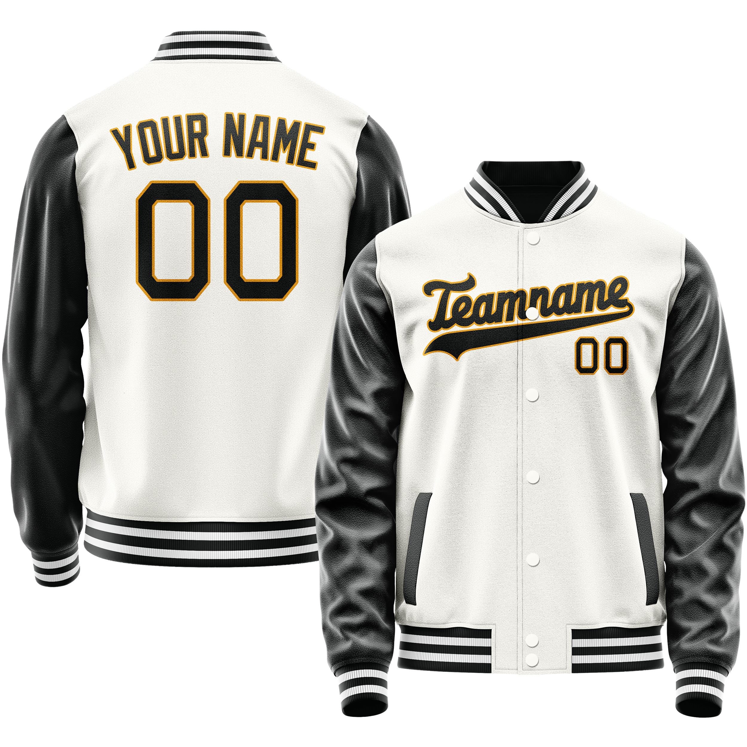 Veste universitaire personnalisée blanche et noire unie