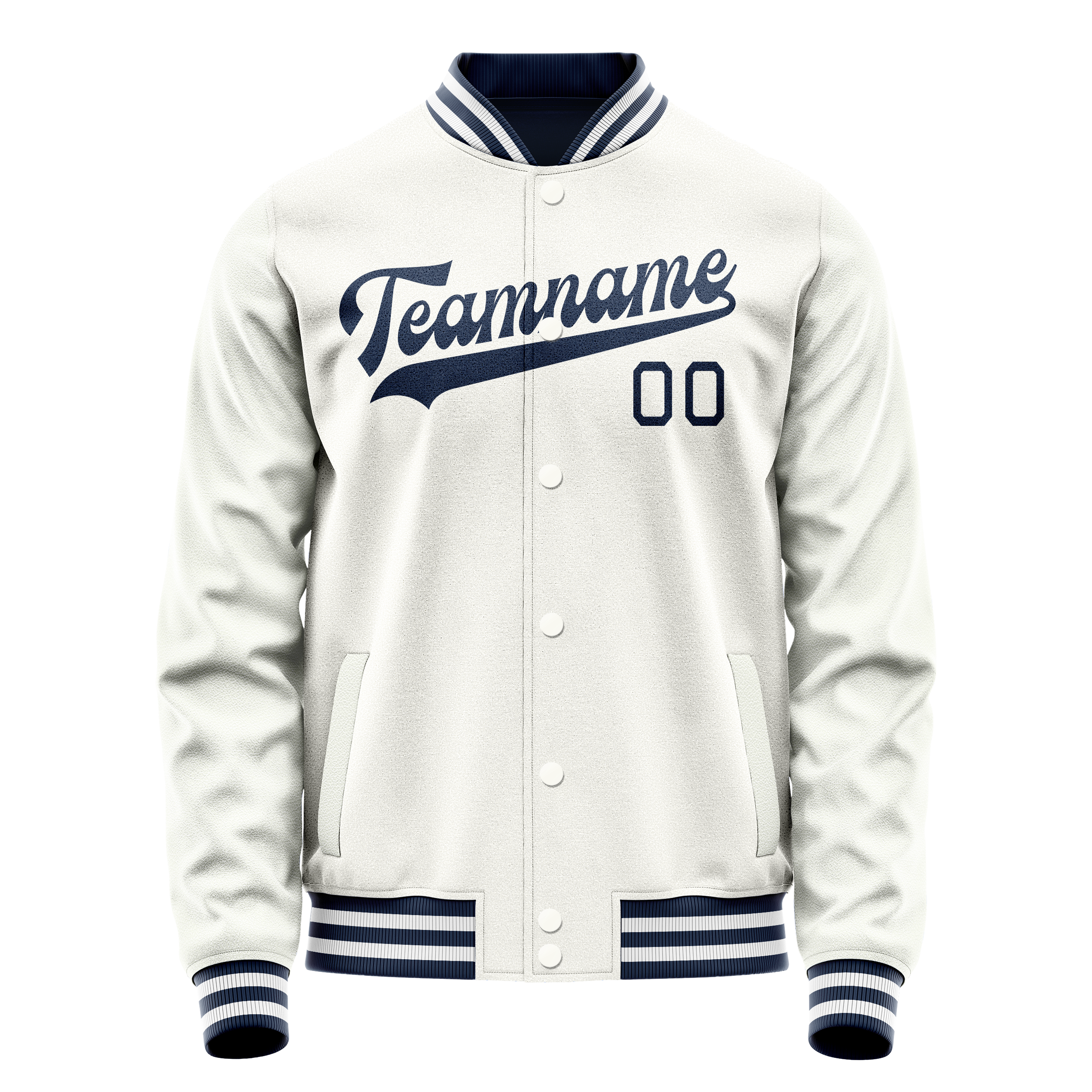 Veste universitaire personnalisée blanche et marine unie