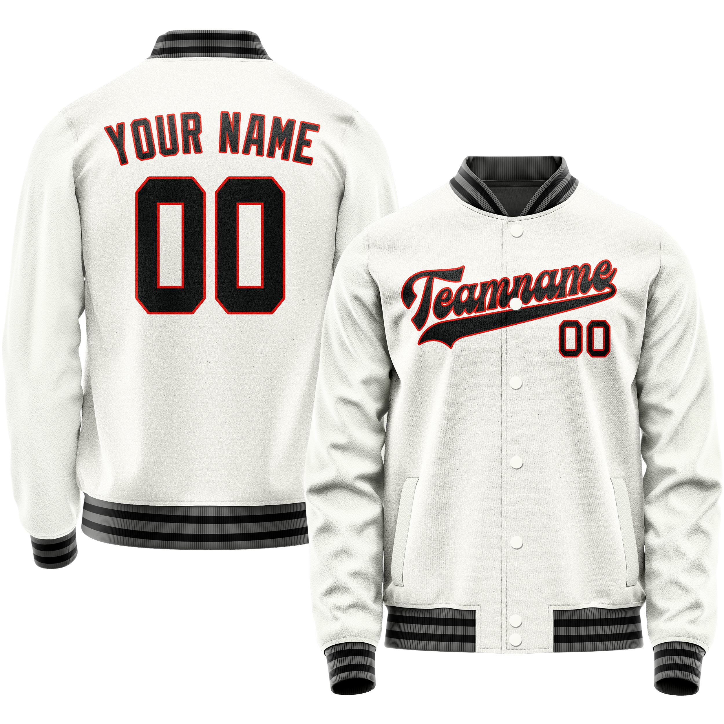 Veste universitaire personnalisée blanche et noire unie