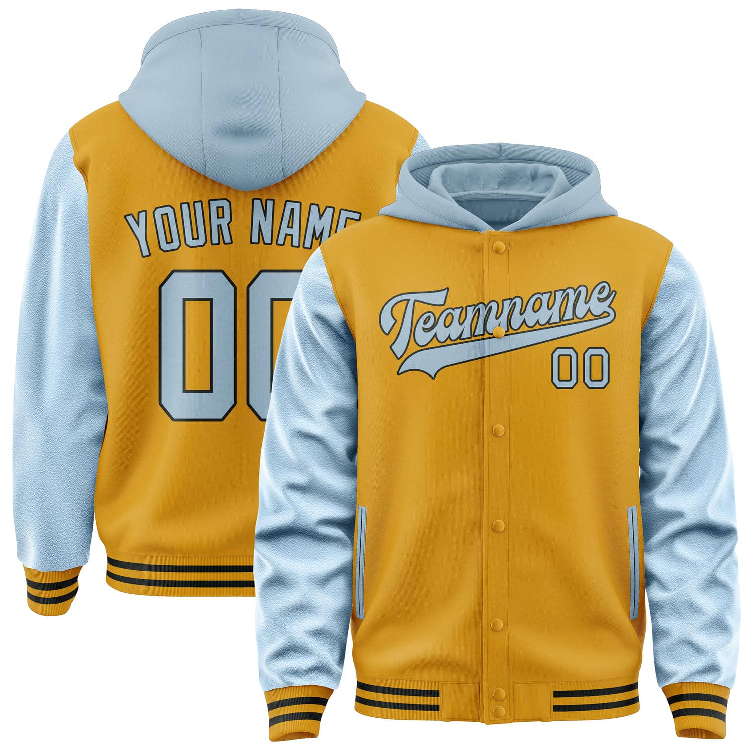 Veste jaune et bleu clair personnalisée