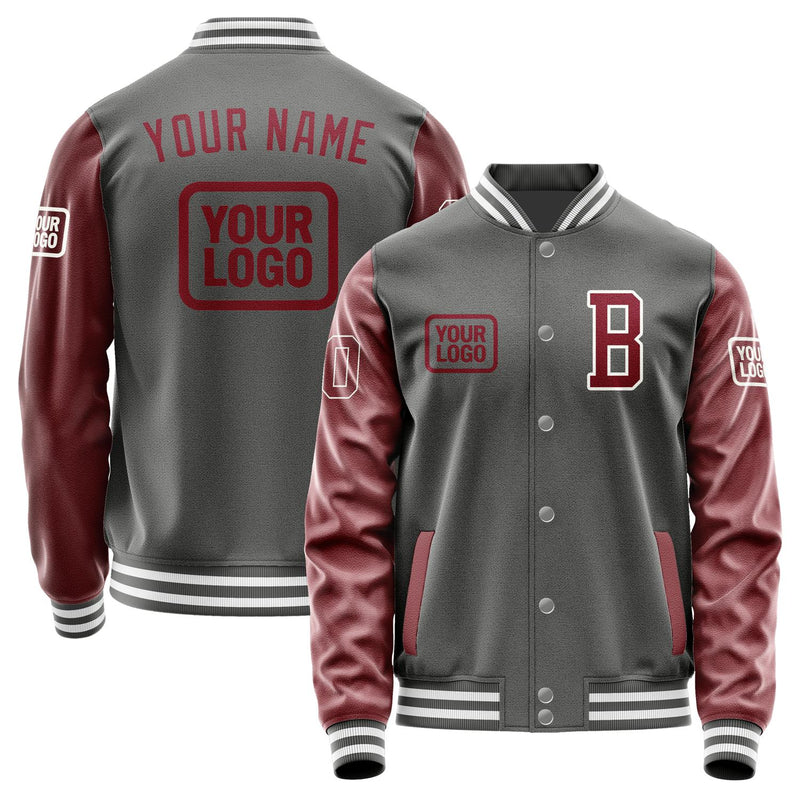 Custom Dark Grey Crimson Red Jacket JA202015201818151518