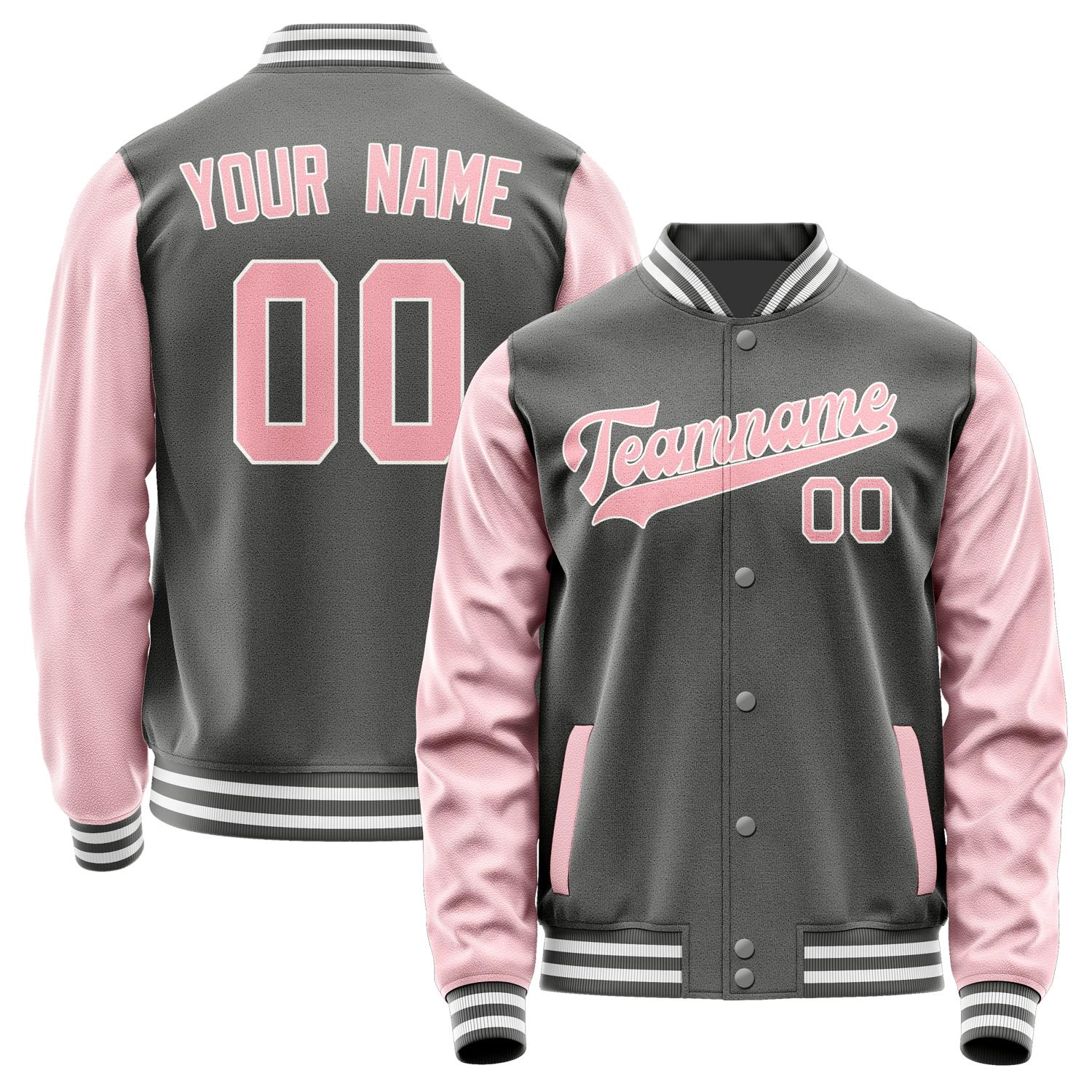 Custom Dark Grey Light Pink Jacket JA2020212018B31821