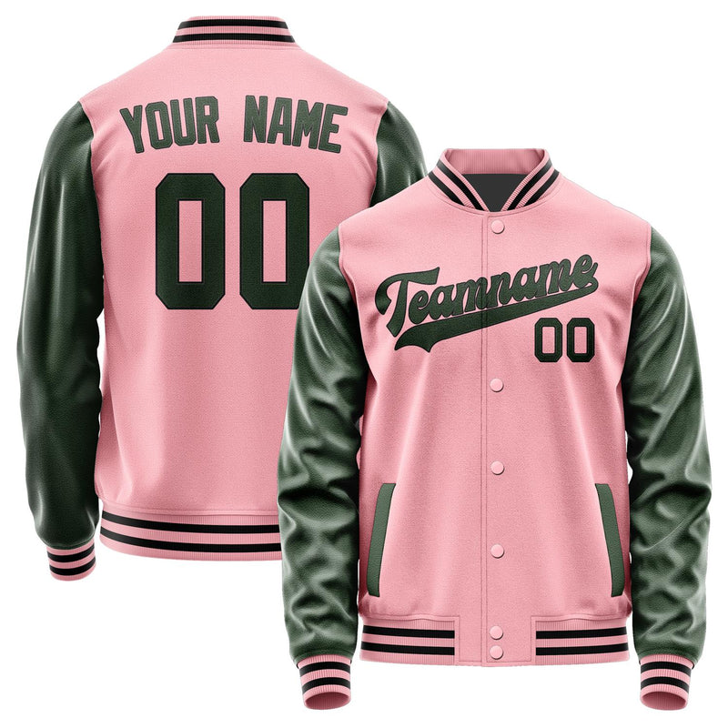 Custom Light Pink Dark Green Jacket JA2121062117B31706