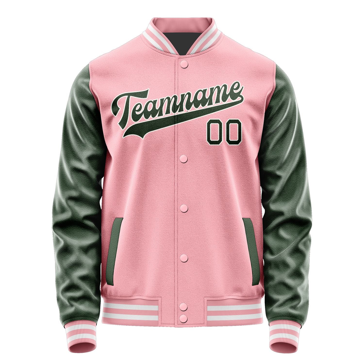 Custom Light Pink Dark Green Jacket JA2121062118B31806